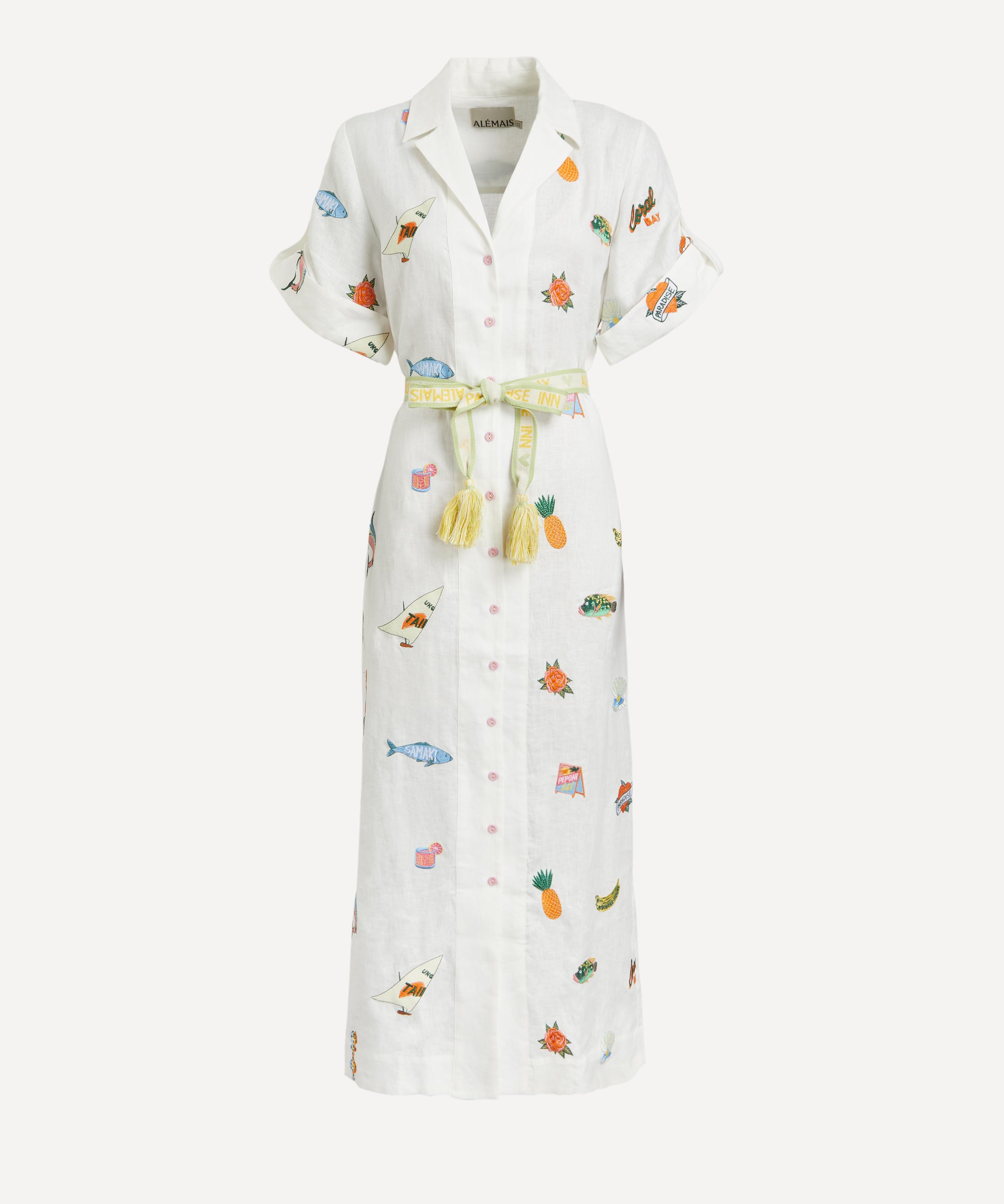 ALÉMAIS - Blue Marlin Embroidered Shirtdress image number 0