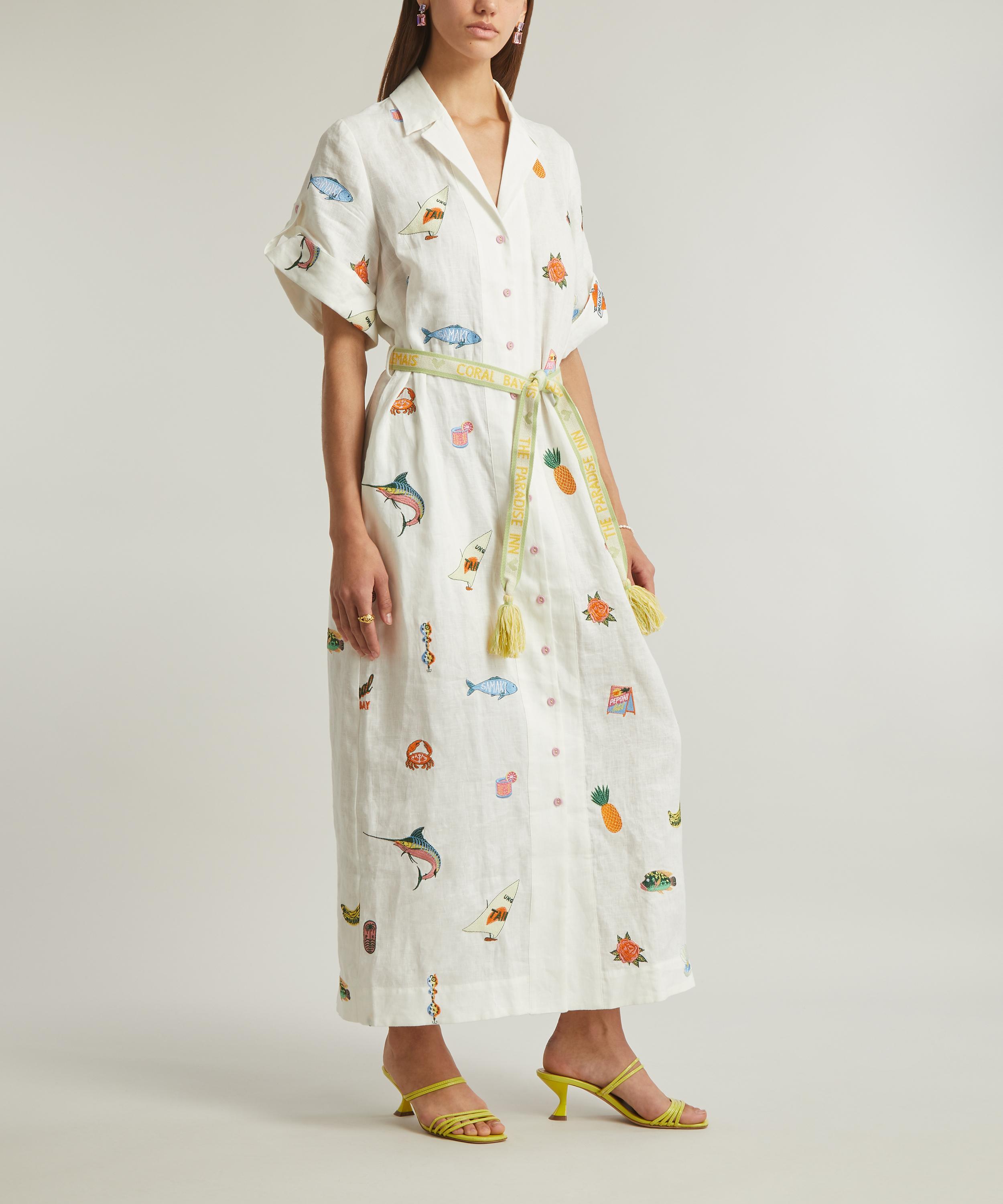 ALÉMAIS - Blue Marlin Embroidered Shirtdress image number 2