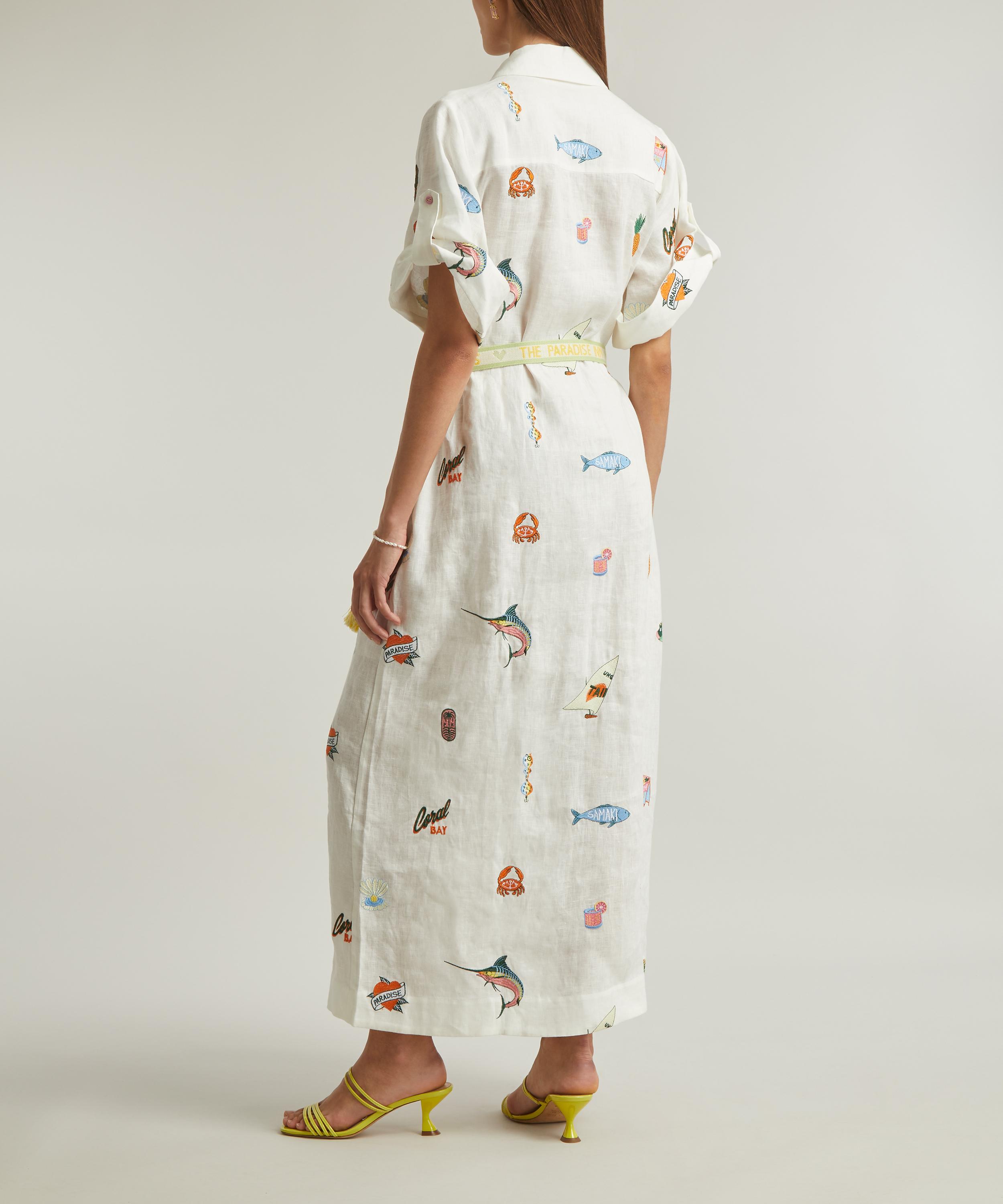 ALÉMAIS - Blue Marlin Embroidered Shirtdress image number 3