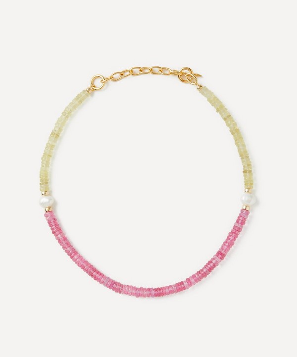 Lizzie Fortunato - Gold-Plated Rock Candy Pink Lemonade Bead Necklace image number null