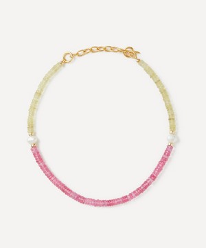 Lizzie Fortunato - Gold-Plated Rock Candy Pink Lemonade Bead Necklace image number 0