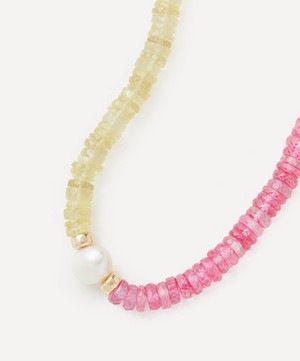 Lizzie Fortunato - Gold-Plated Rock Candy Pink Lemonade Bead Necklace image number 1