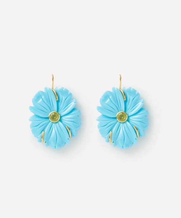 Lizzie Fortunato - Gold-Plated New Bloom Turquoise Drop Earrings