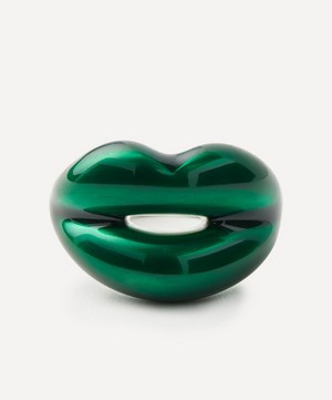 Solange Azagury-Partridge - Deep Green Hotlips Ring image number 0