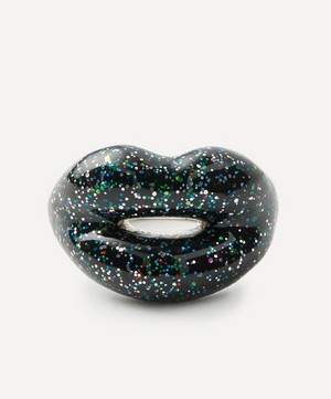 Solange Azagury-Partridge - Glitter Black Hotlips Ring image number 0