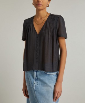 Sessùn - Siama Moonless Textured Satin Blouse image number 2
