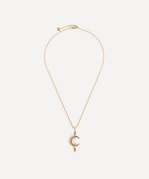 Missoma - 18ct Gold-Plated Vermeil Silver Harris Reed Crescent Moon Pearl Pendant Necklace image number 0