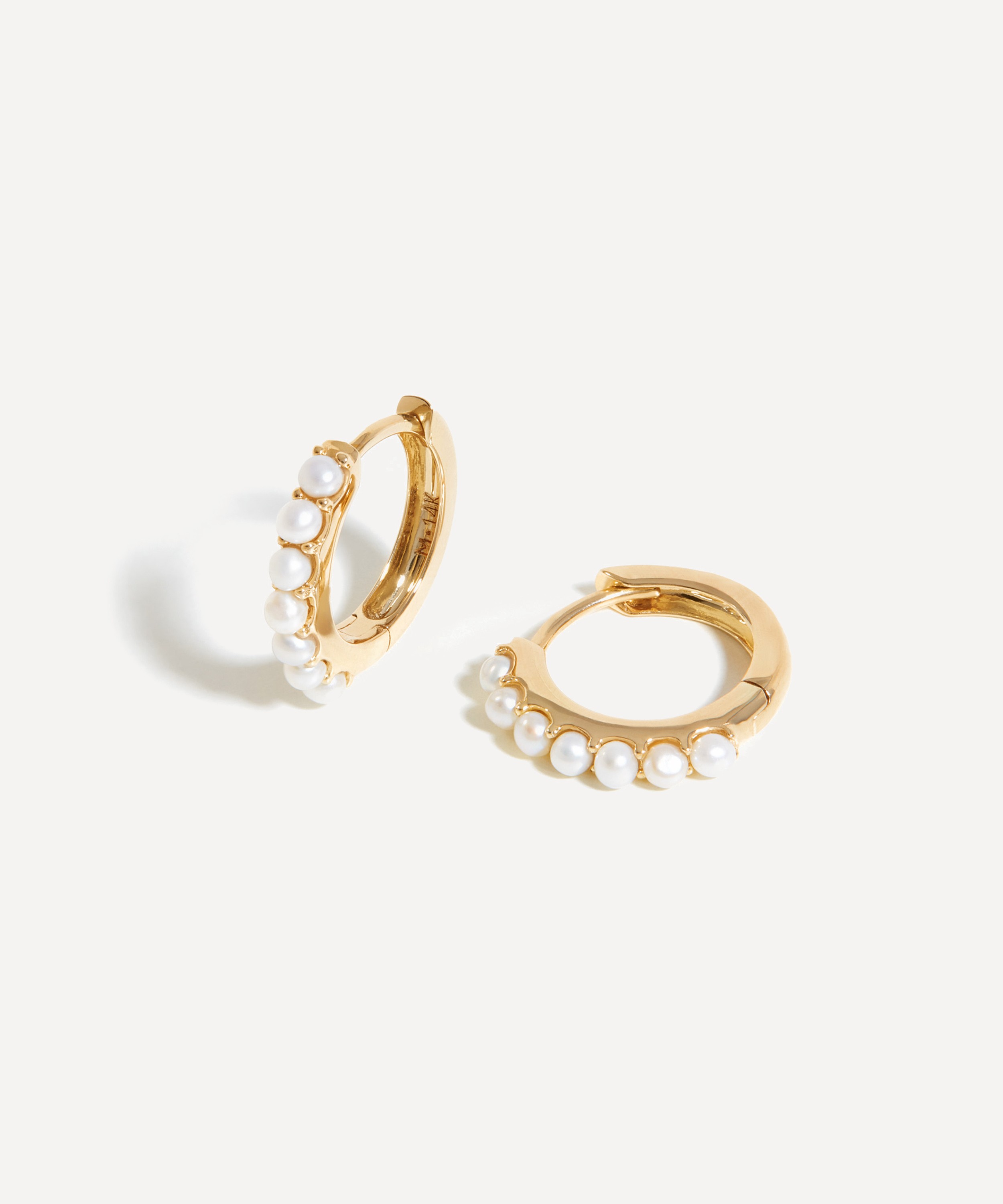 Missoma - 14ct Gold Fine Pearl Huggie Hoop Earrings