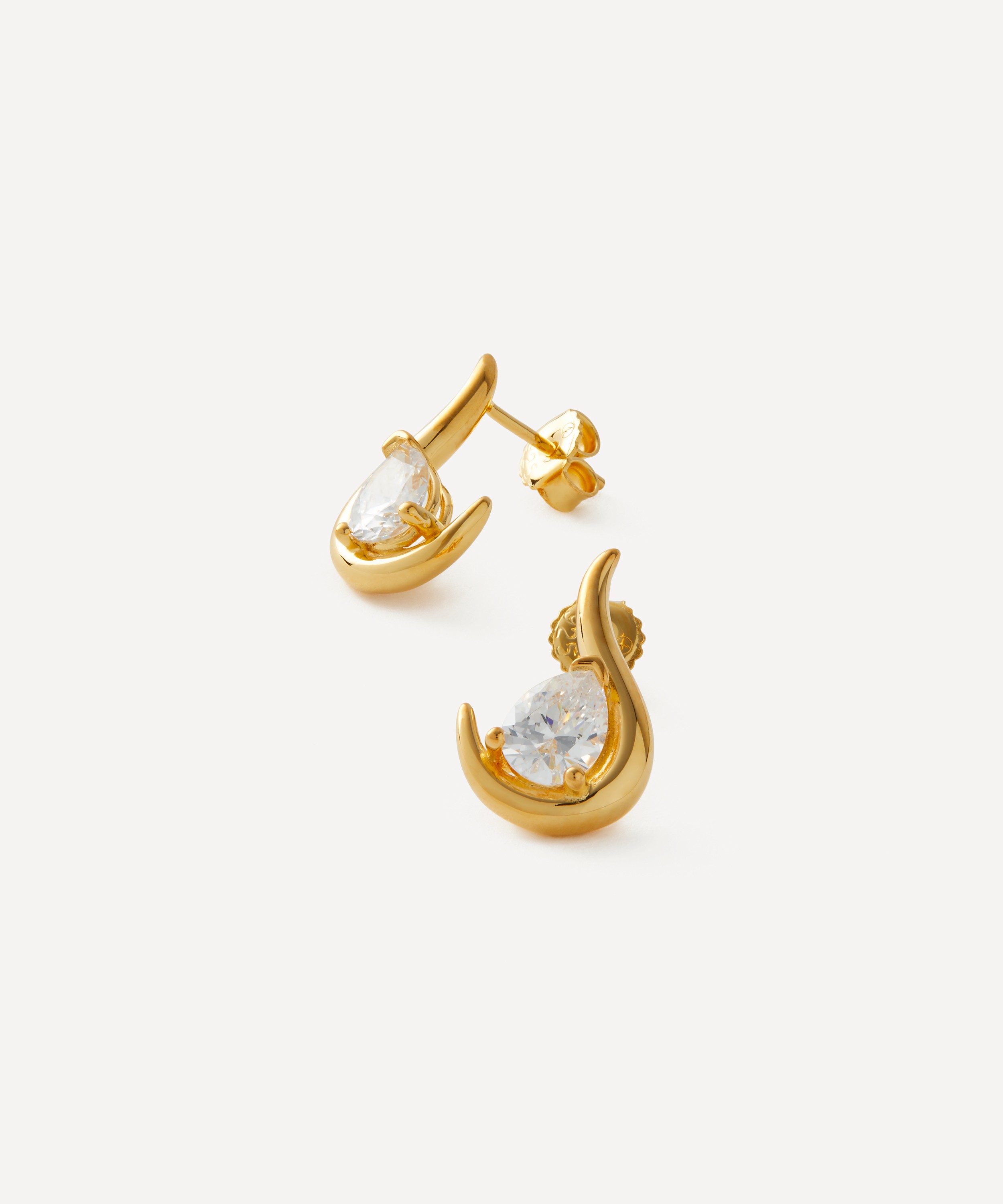 Anissa Kermiche - Gold-Plated Vermeil Silver Grand Poire De Feu Stud Earrings image number 1