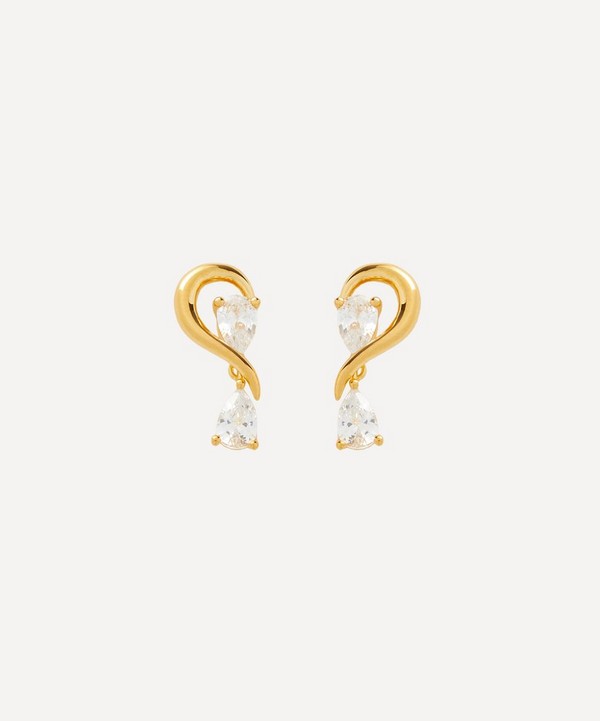 Anissa Kermiche - Gold-Plated Vermeil Silver Calin D’or Crystal Stud Earrings image number null