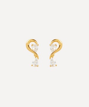 Anissa Kermiche - Gold-Plated Vermeil Silver Calin D’or Crystal Stud Earrings image number 0