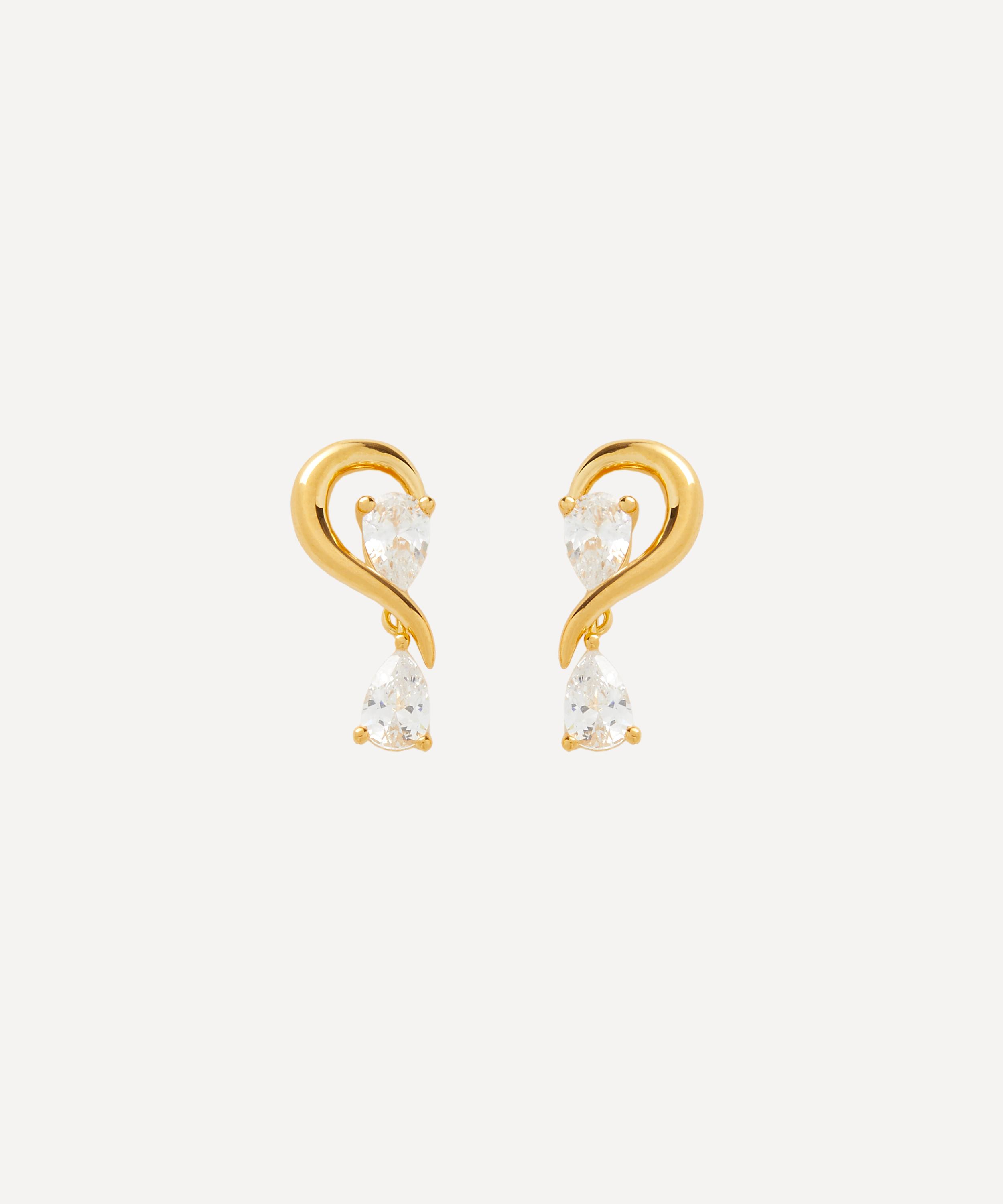 Anissa Kermiche - Gold-Plated Vermeil Silver Calin D’or Crystal Stud Earrings image number 0