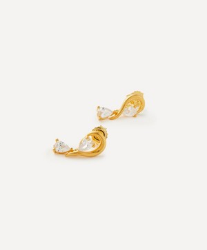 Anissa Kermiche - Gold-Plated Vermeil Silver Calin D’or Crystal Stud Earrings image number 1