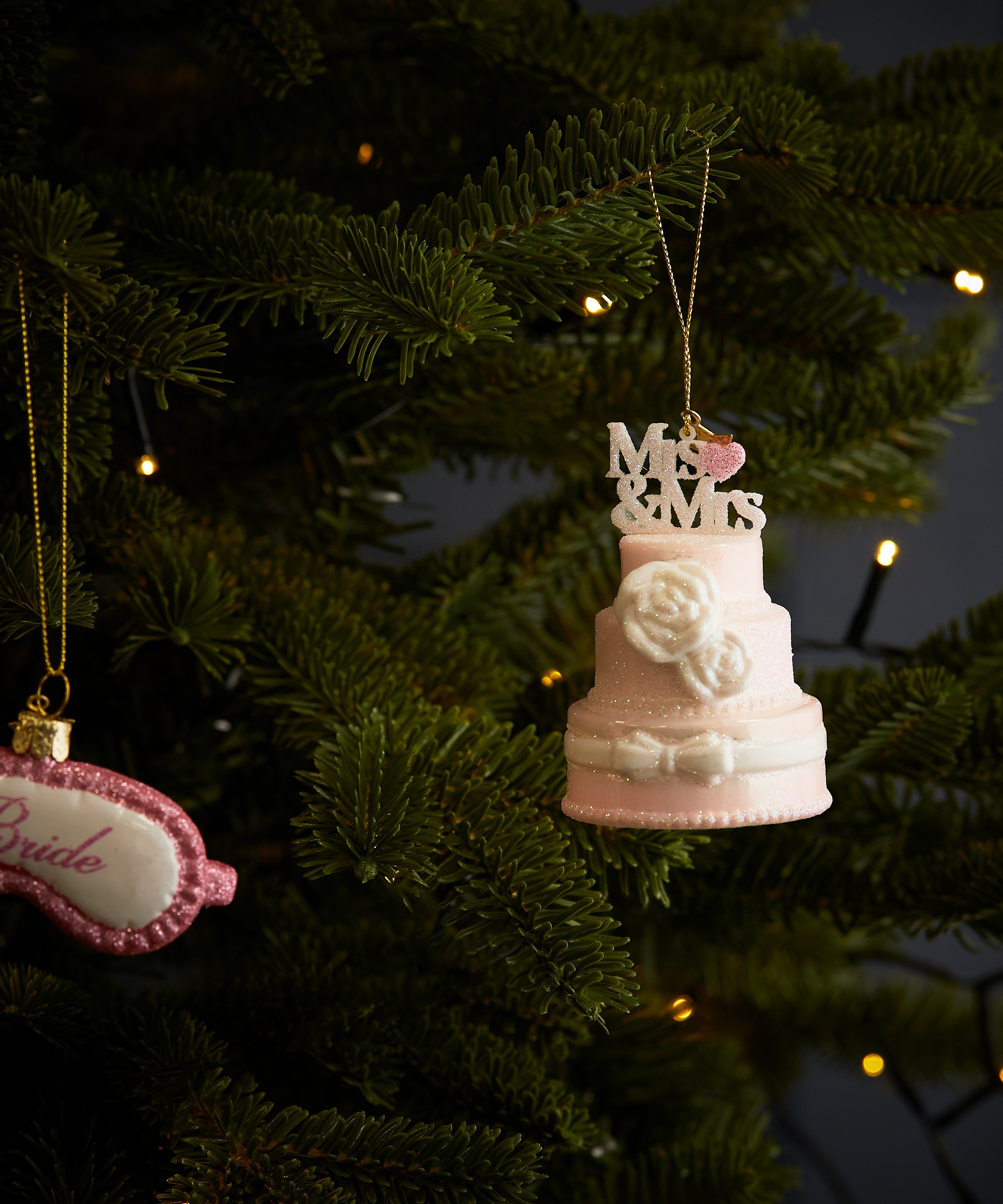 Christmas - Mrs and Mrs Wedding Cake Ornament image number 1