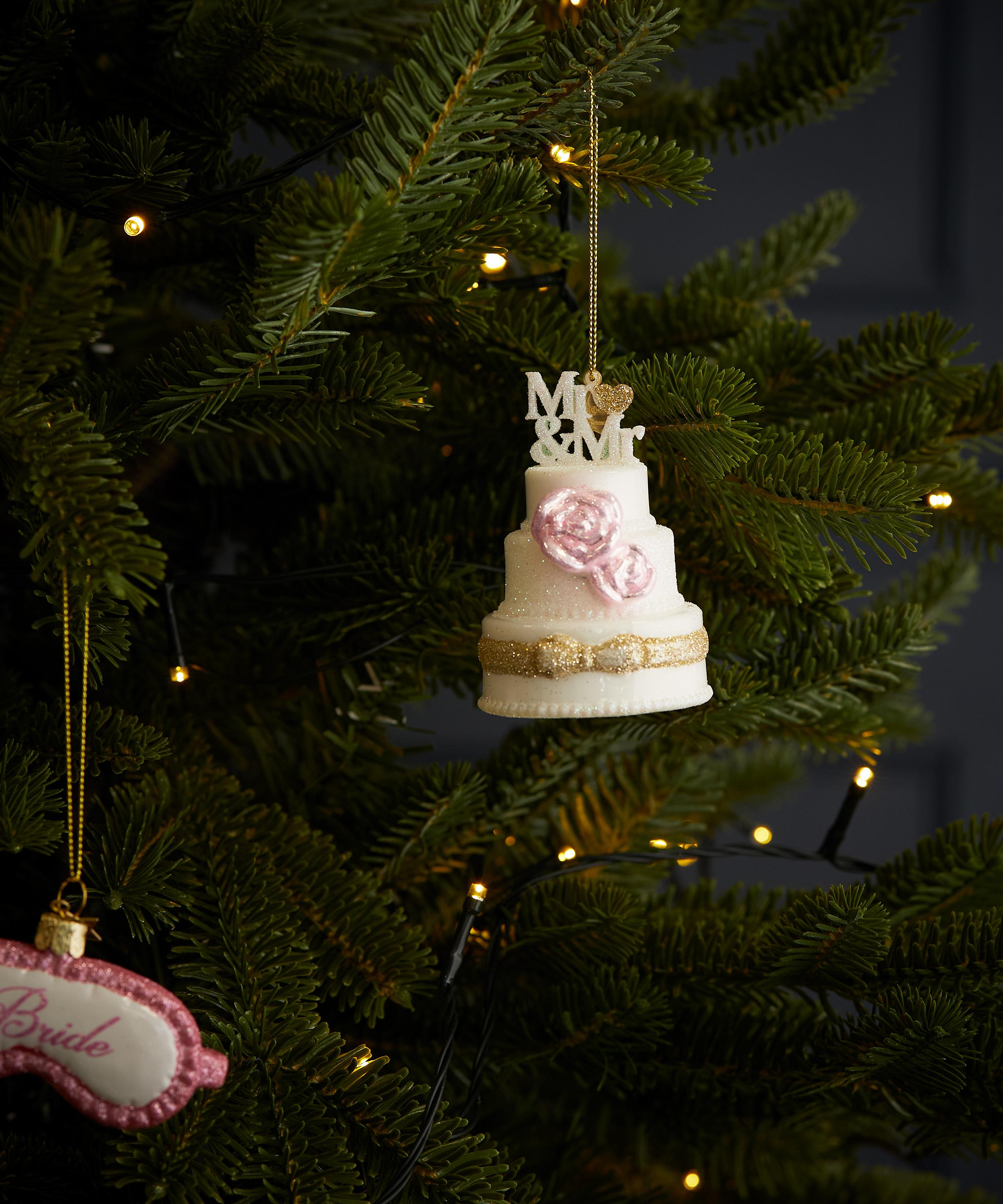 Christmas - Mr and Mr Wedding Cake Ornament image number 1