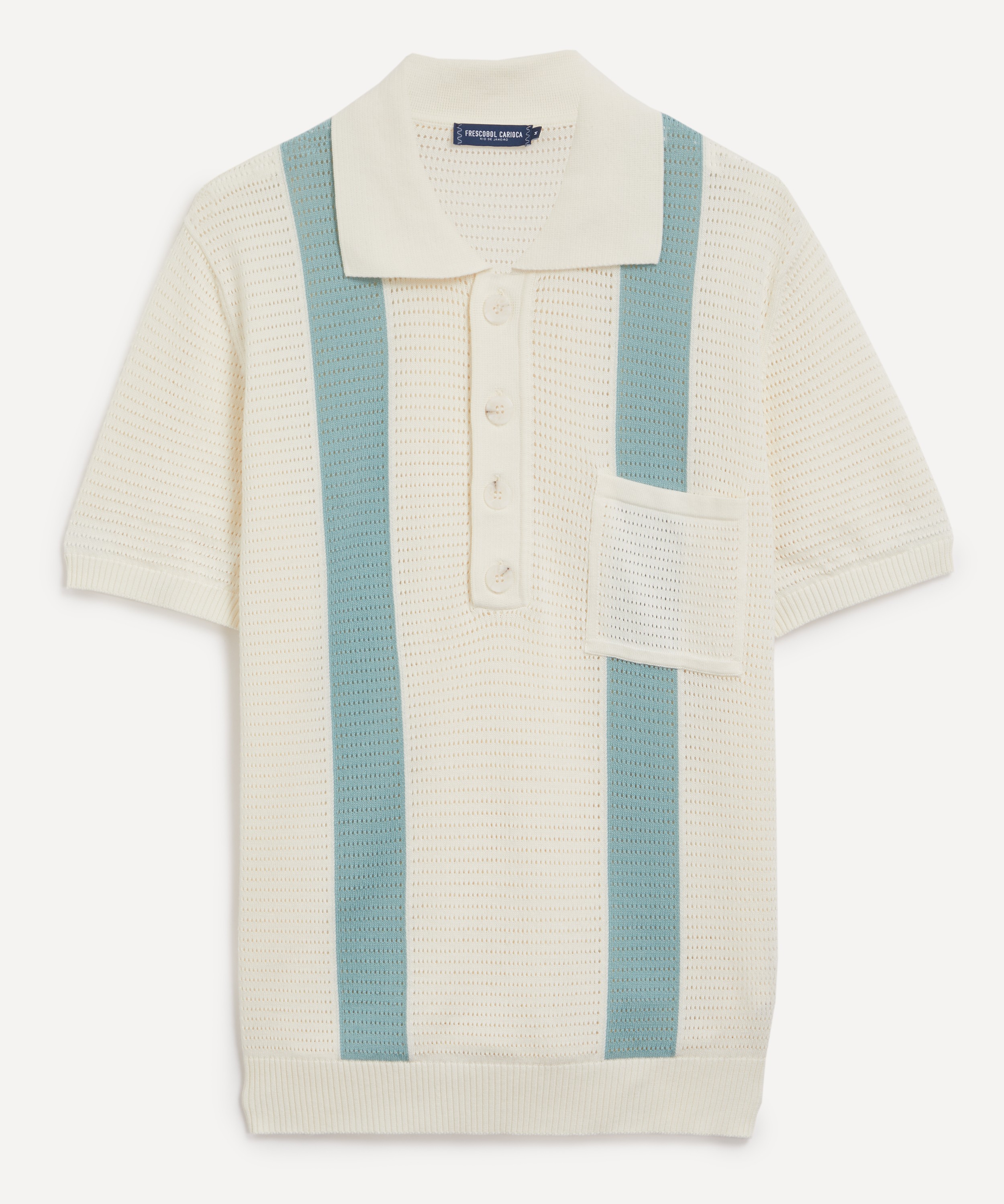 Frescobol Carioca - Clemente Stripe Crochet Polo Shirt image number 0