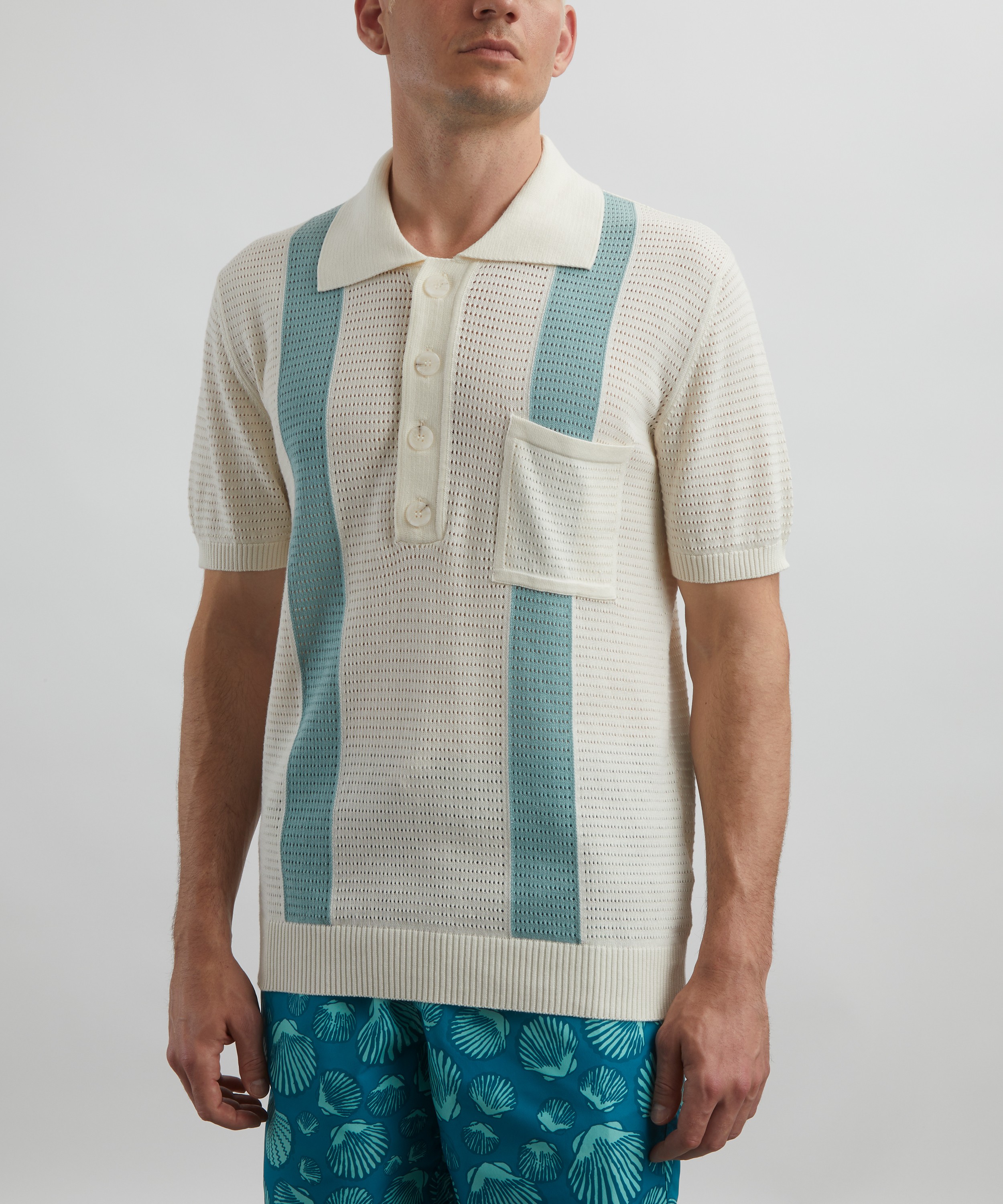 Frescobol Carioca - Clemente Stripe Crochet Polo Shirt image number 2