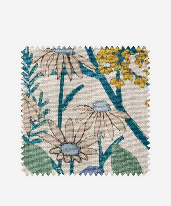 Liberty Interiors - Fabric Swatch - Faria Flowers Wycombe Linen in Lapis