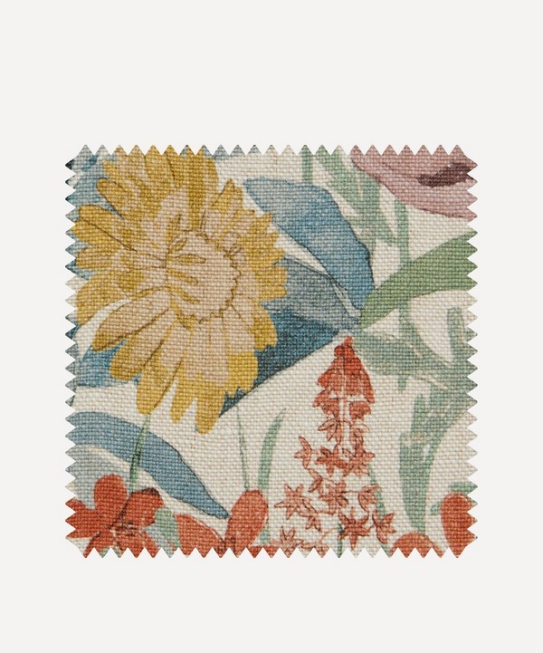 Liberty Interiors - Fabric Swatch - Faria Flowers Wycombe Linen in Lichen image number null