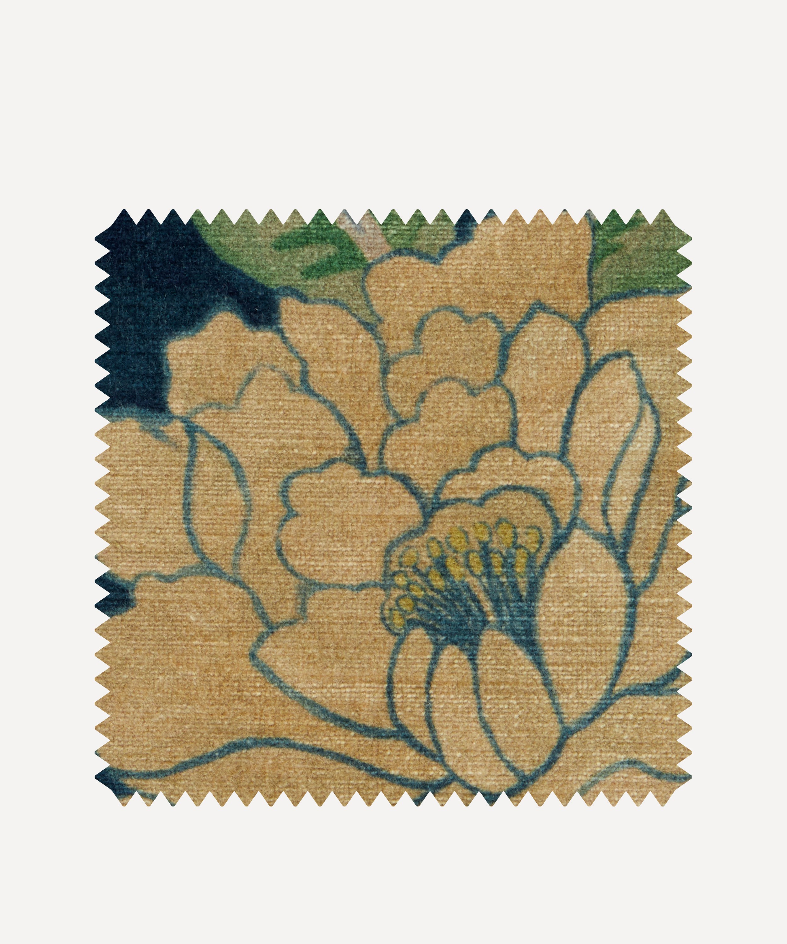 Liberty Interiors - Fabric Swatch - Lotus Garden Downley Velvet in Jade image number 0