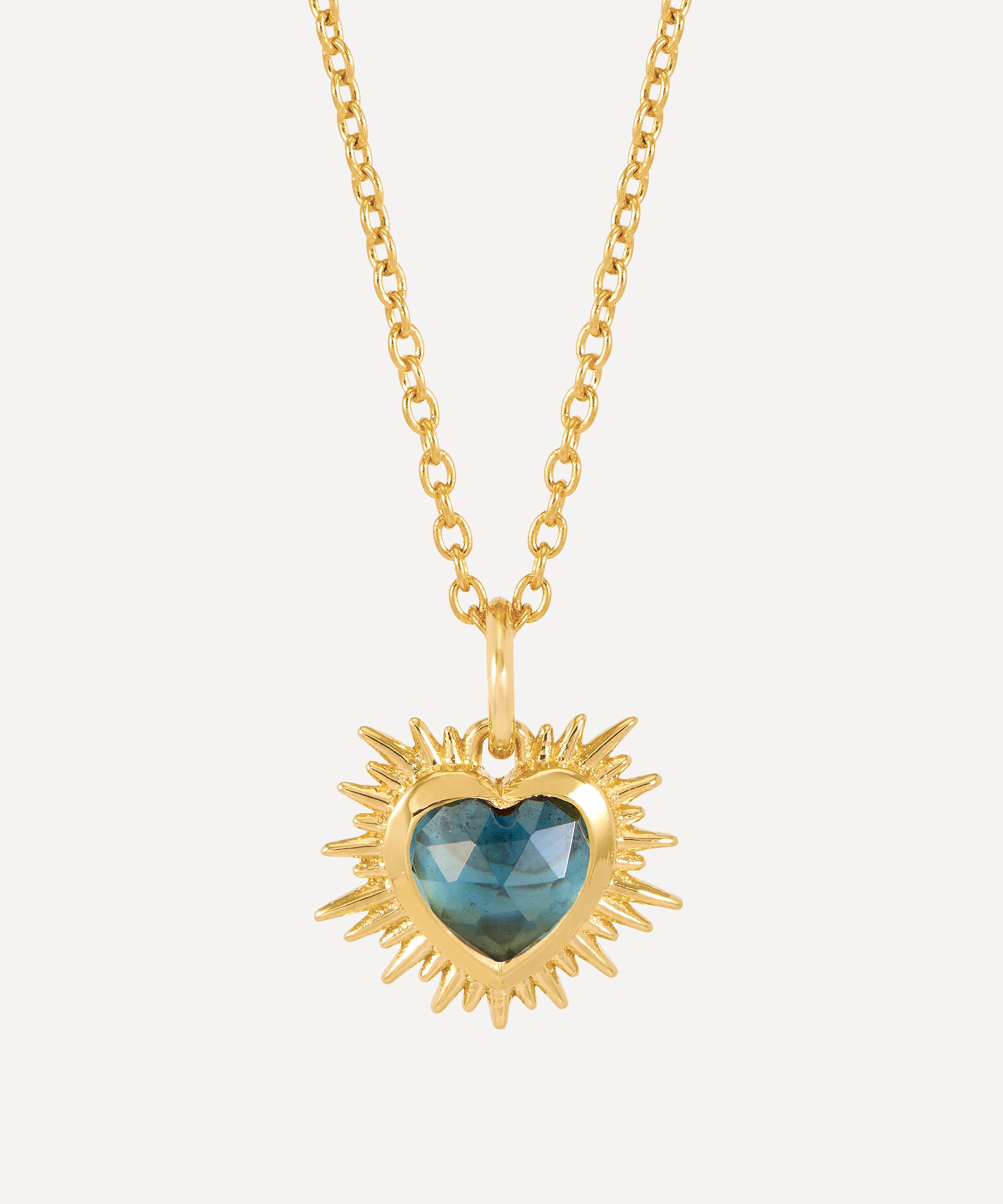 Rachel Jackson - 22ct Gold-Plated Electric Love Blue Topaz Heart Pendant Necklace image number 0