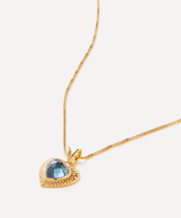 Rachel Jackson - 22ct Gold-Plated Electric Love Blue Topaz Heart Pendant Necklace