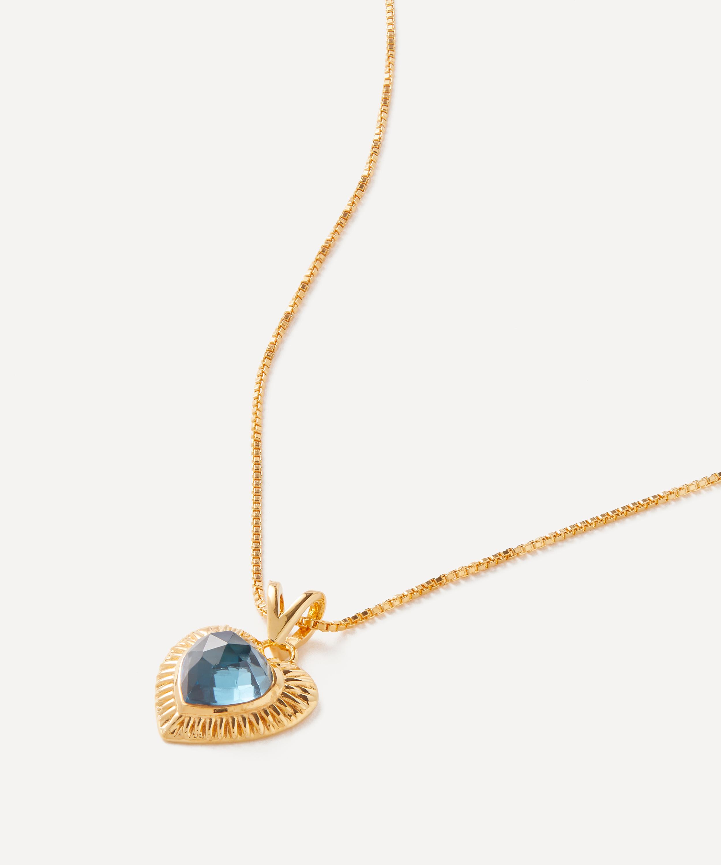 Rachel Jackson - 22ct Gold-Plated Electric Love Blue Topaz Heart Pendant Necklace image number 0