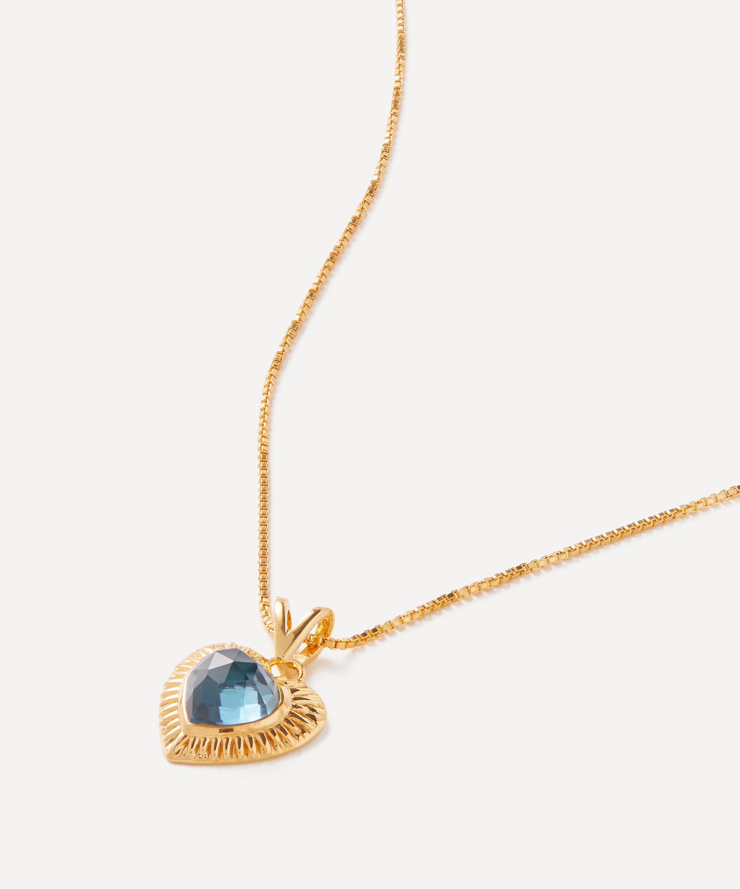 Rachel Jackson - 22ct Gold-Plated Electric Love Blue Topaz Heart Pendant Necklace