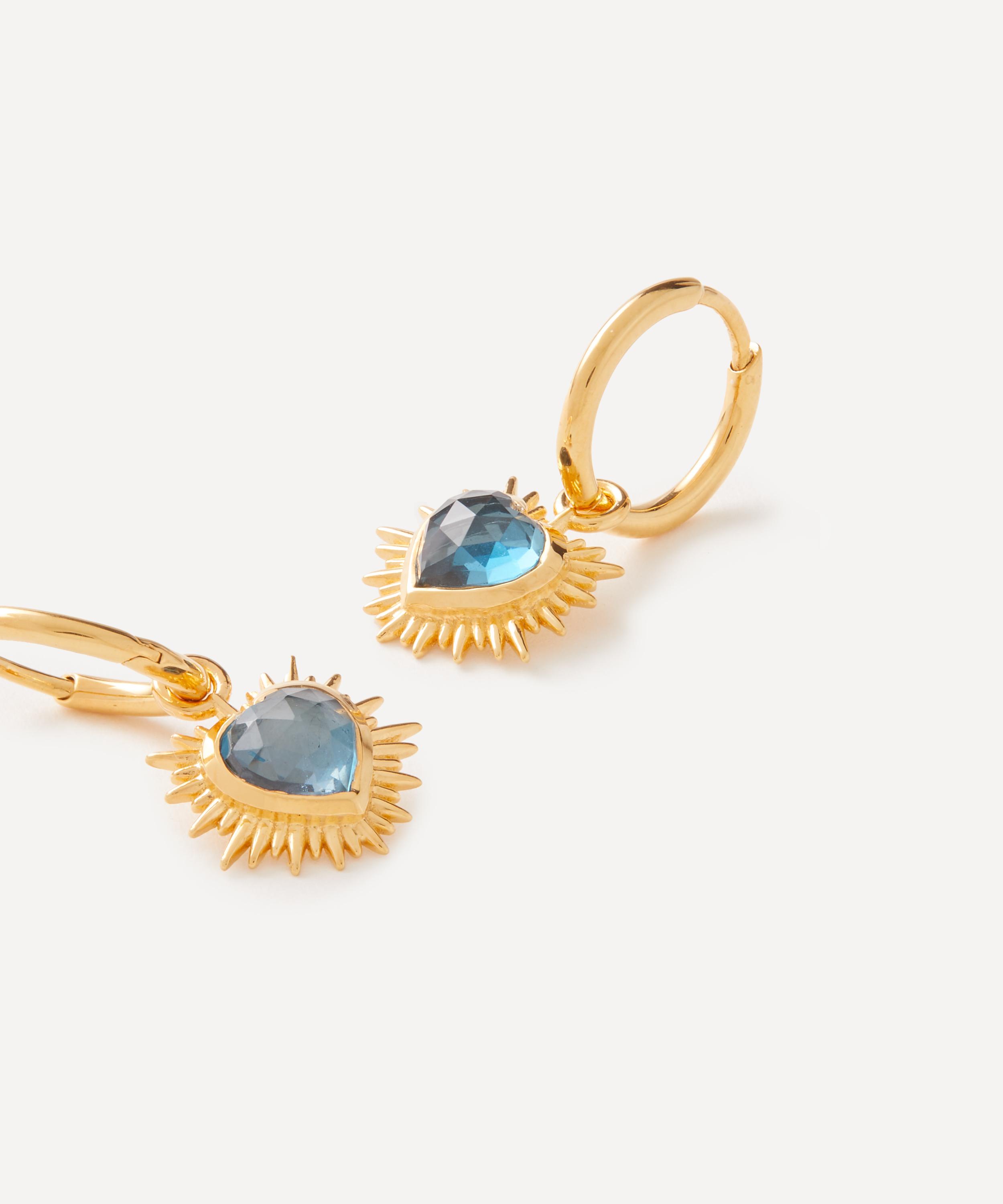 Rachel Jackson - 22ct Gold-Plated Electric Love Blue Topaz Heart Hoop Earrings image number 1