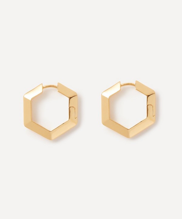 Rachel Jackson - 22ct Gold-Plated Large Bevelled Hexagon Hoop Earrings image number null