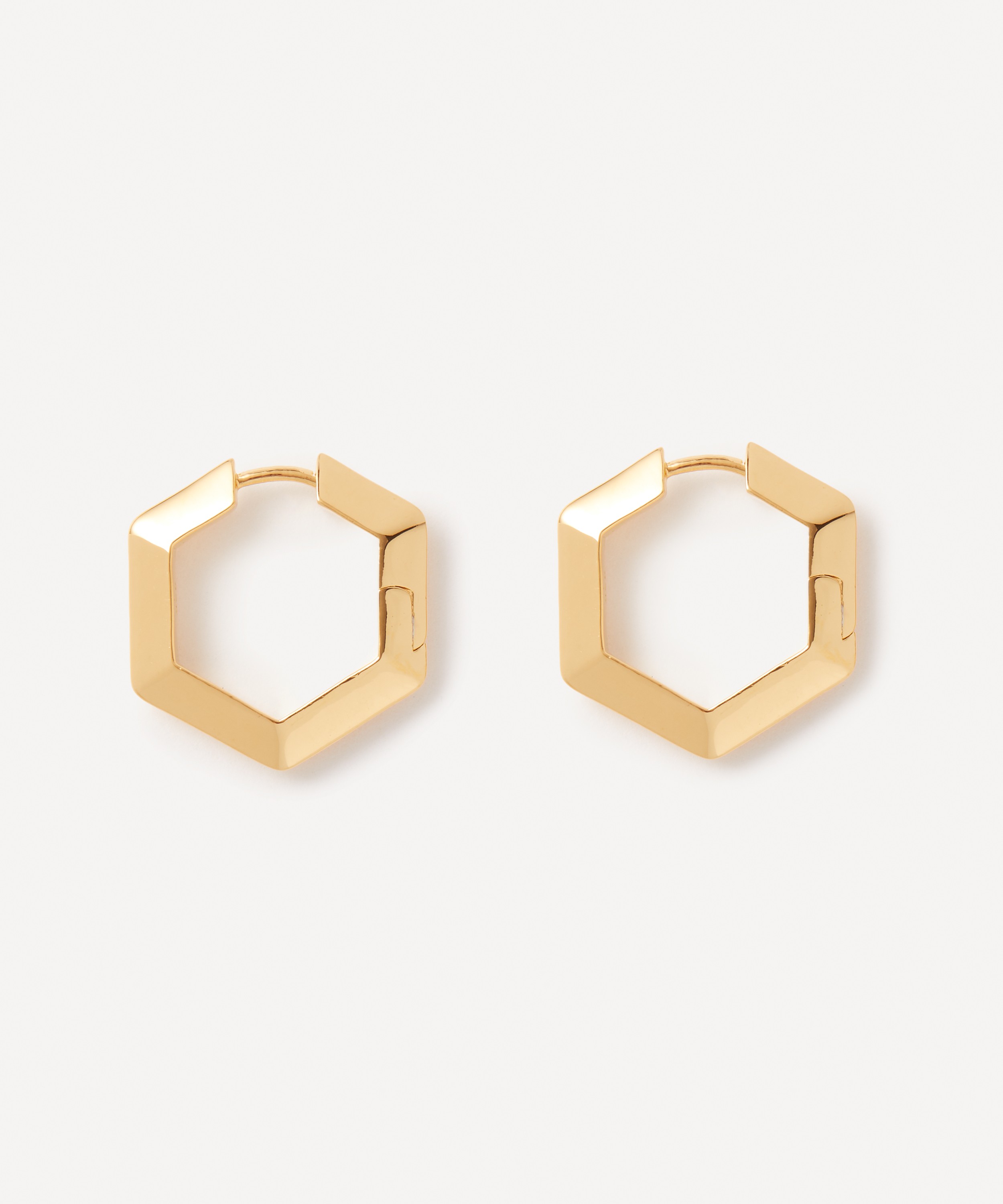Rachel Jackson - 22ct Gold-Plated Large Bevelled Hexagon Hoop Earrings image number 0