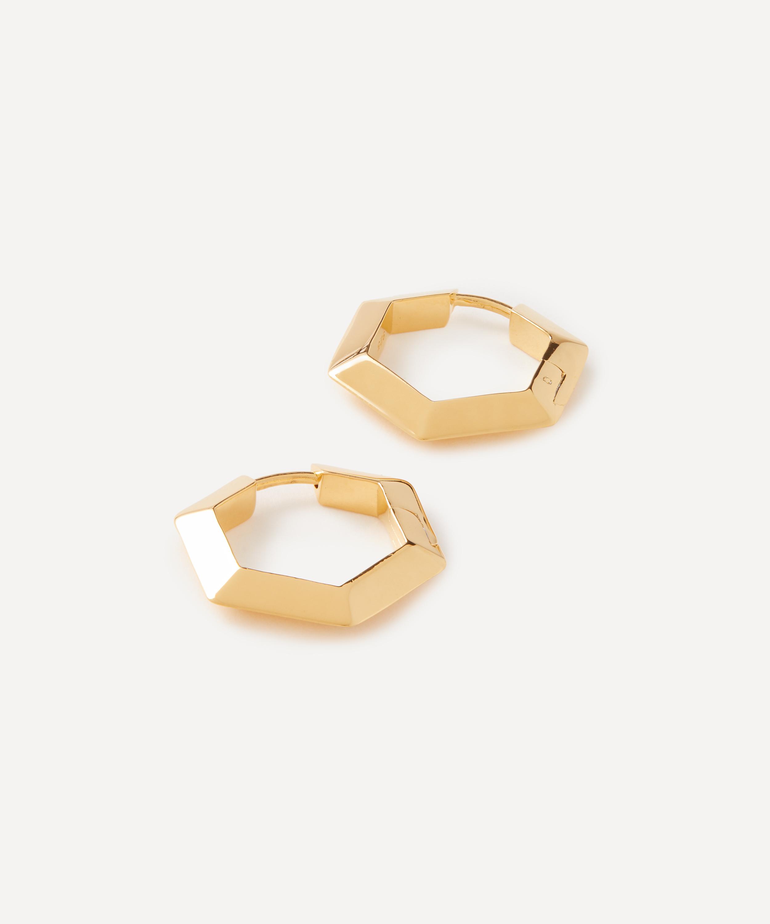 Rachel Jackson - 22ct Gold-Plated Large Bevelled Hexagon Hoop Earrings image number 1