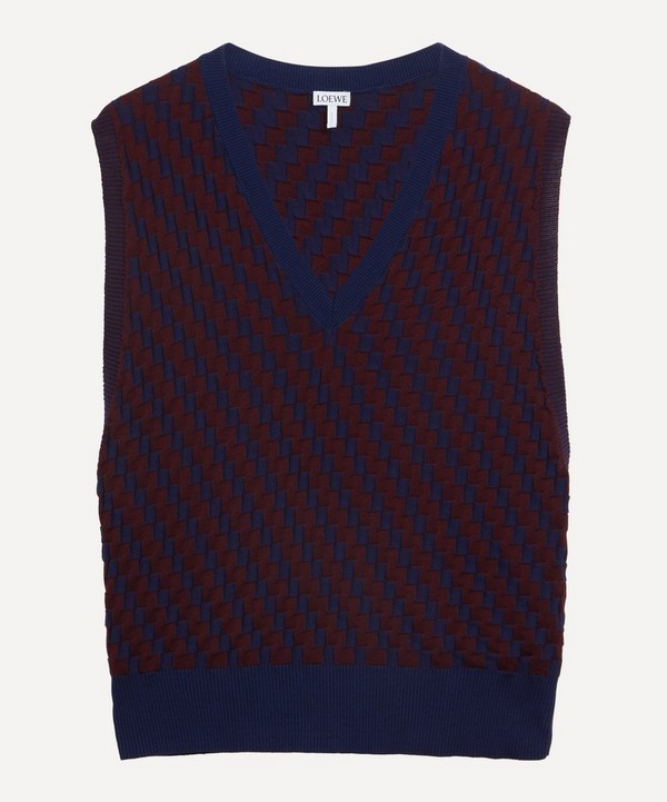 Loewe - Two-Tone Jacquard Cotton Knit Vest image number null