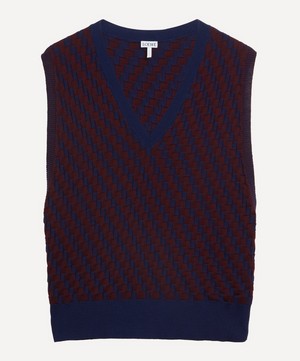 Loewe - Two-Tone Jacquard Cotton Knit Vest image number 0
