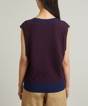 Loewe - Two-Tone Jacquard Cotton Knit Vest image number 3