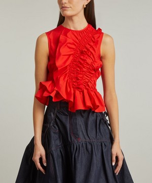 Cecilie Bahnsen - Geo Cotton Ruffled Sleeveless Top image number 2