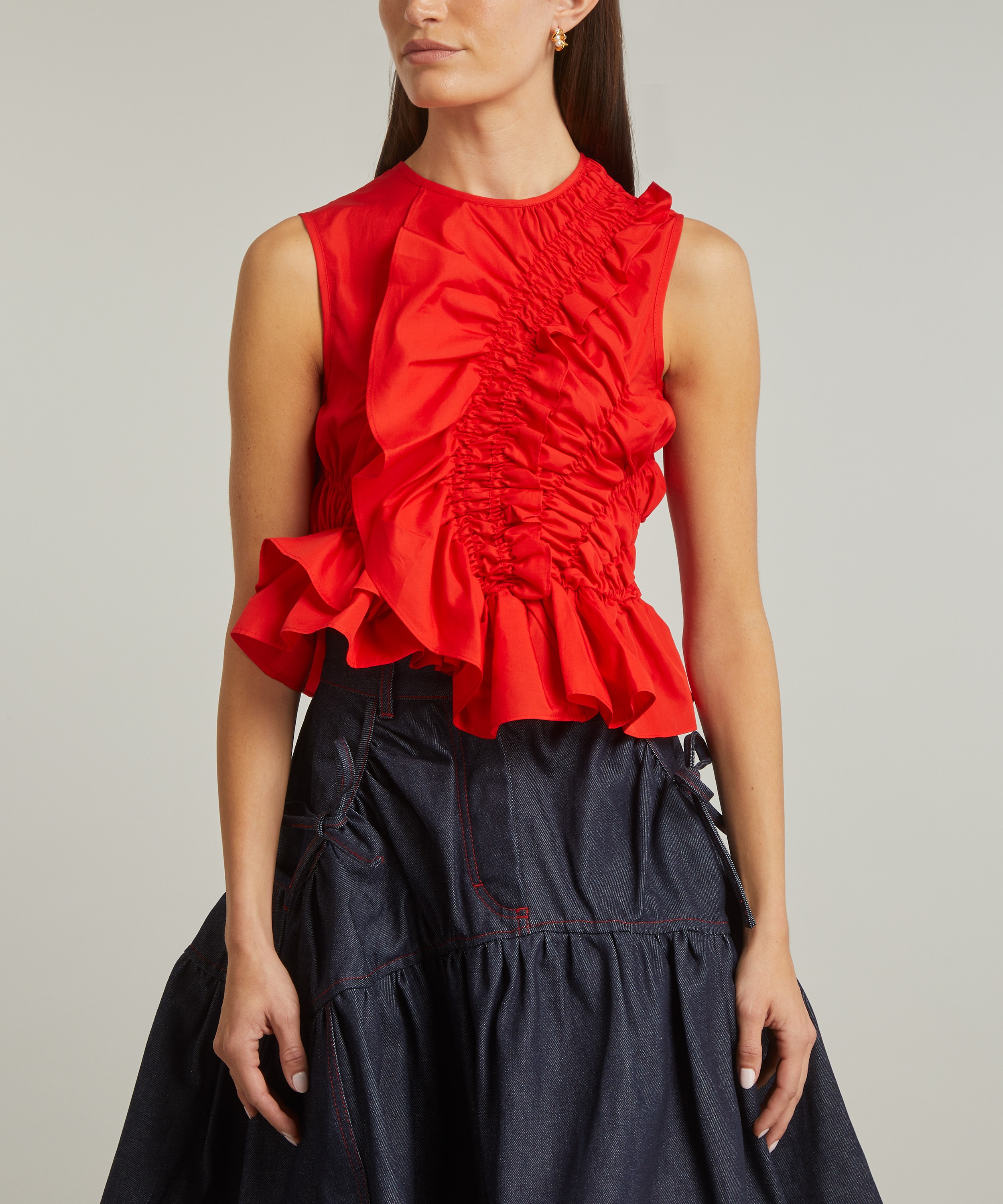 Cecilie Bahnsen - Geo Cotton Ruffled Sleeveless Top image number 2
