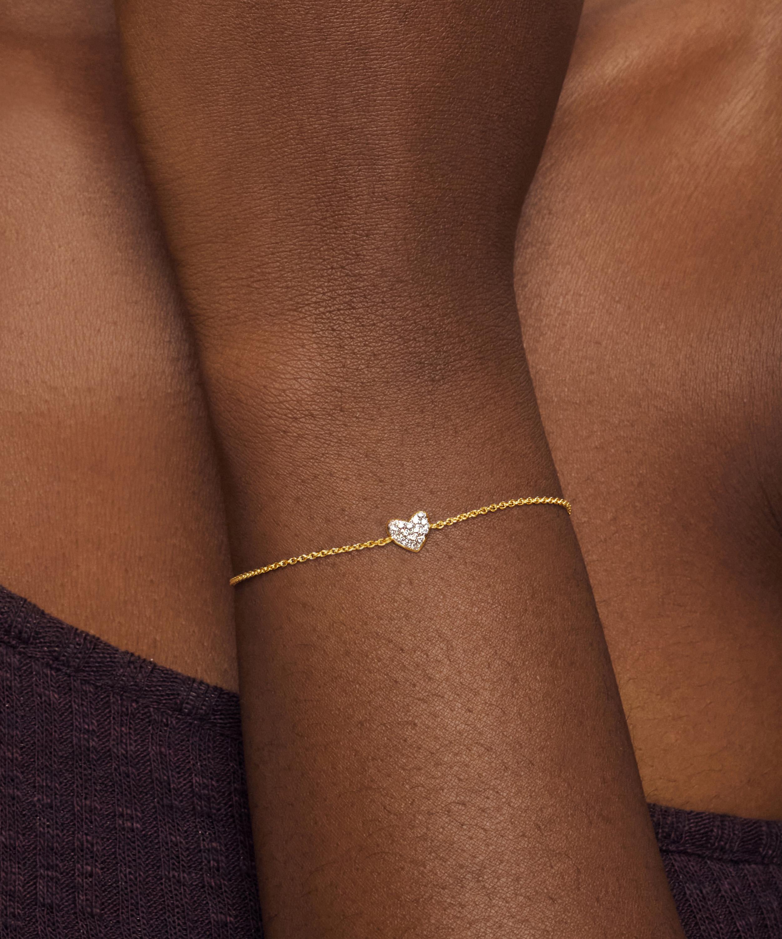 Monica Vinader - 18ct Gold-Plated Vermeil Silver Diamond Heart Chain Bracelet image number 1