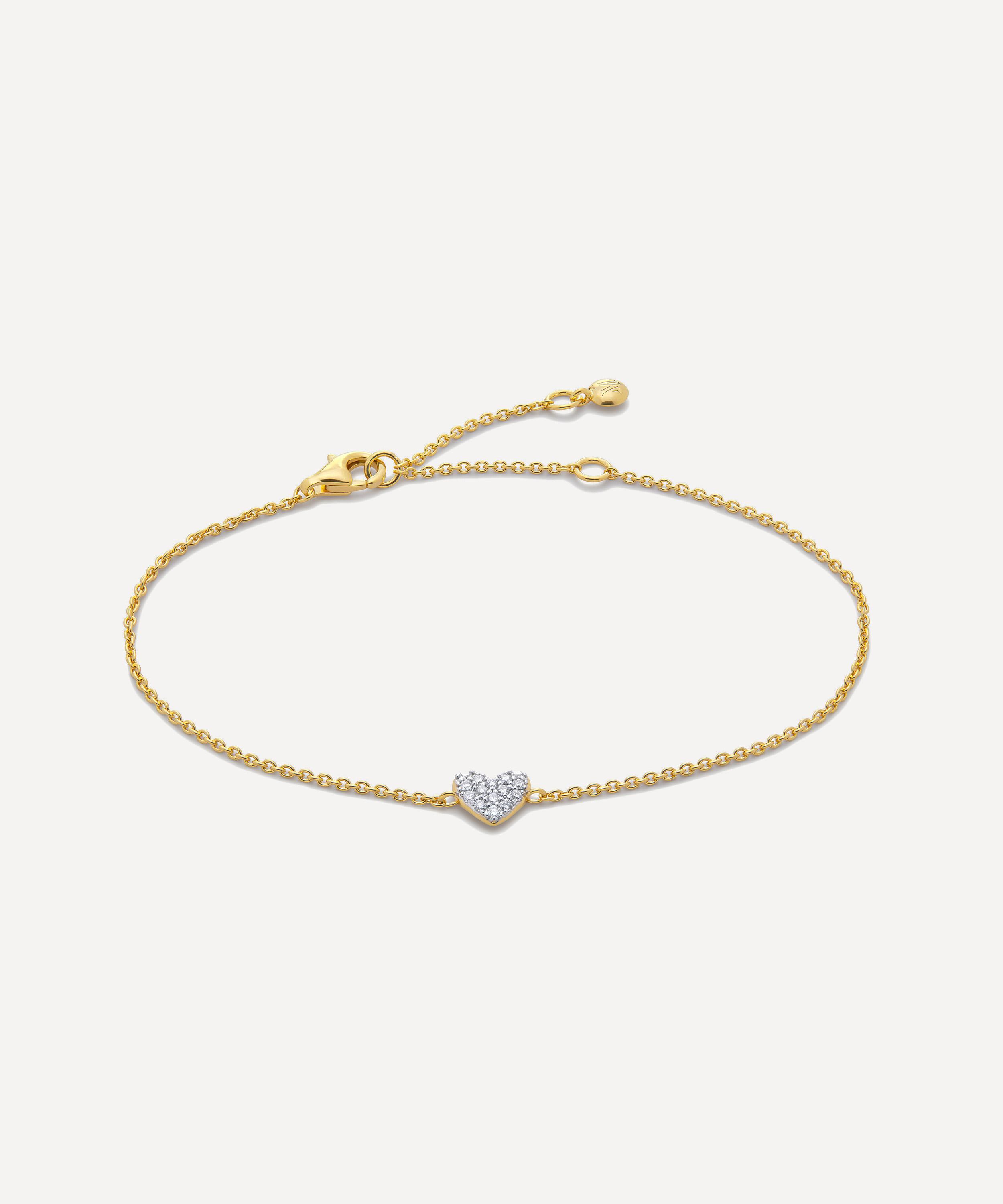 Monica Vinader - 18ct Gold-Plated Vermeil Silver Diamond Heart Chain Bracelet image number 2