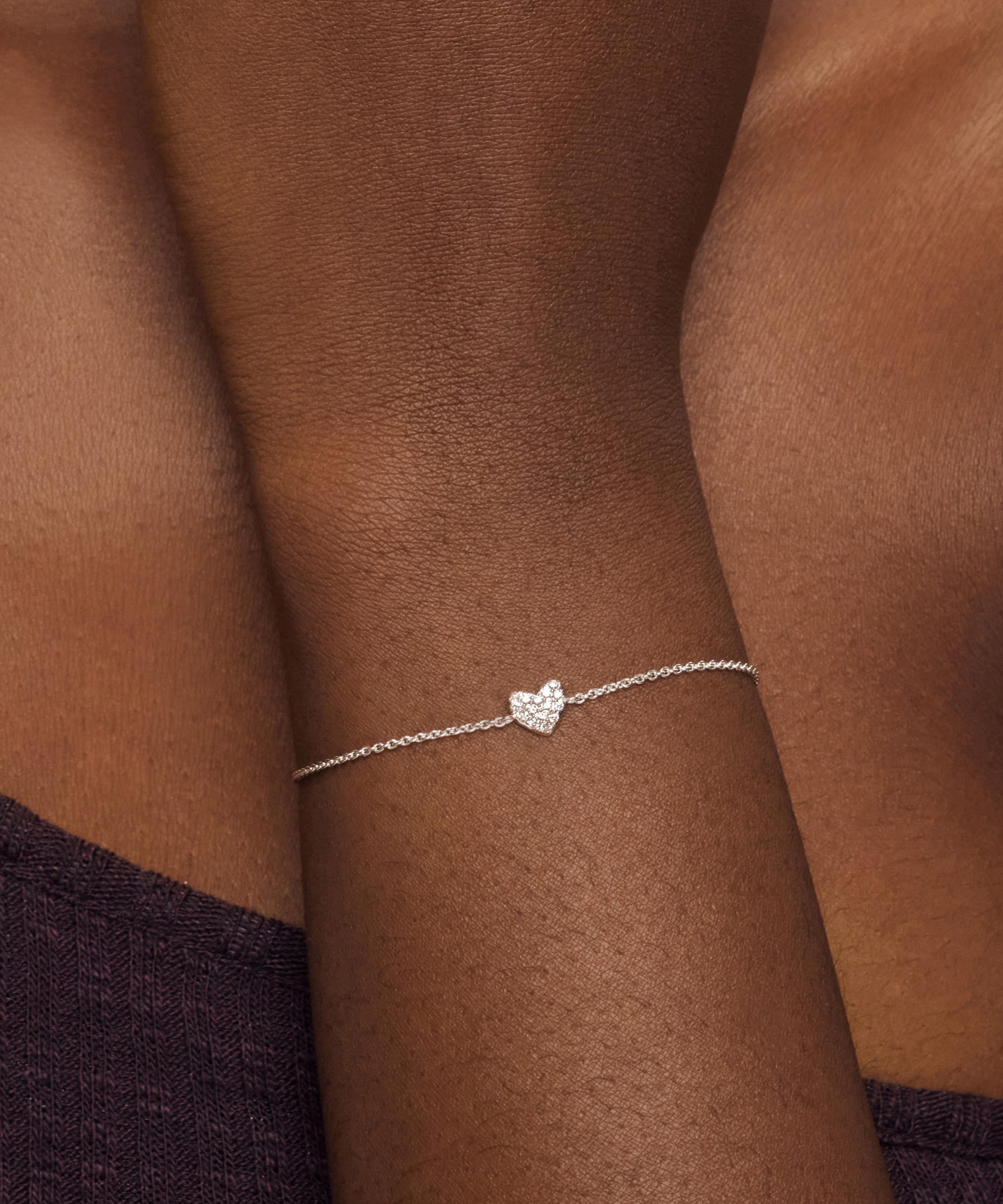 Monica Vinader - Sterling Silver Diamond Heart Chain Bracelet image number 1