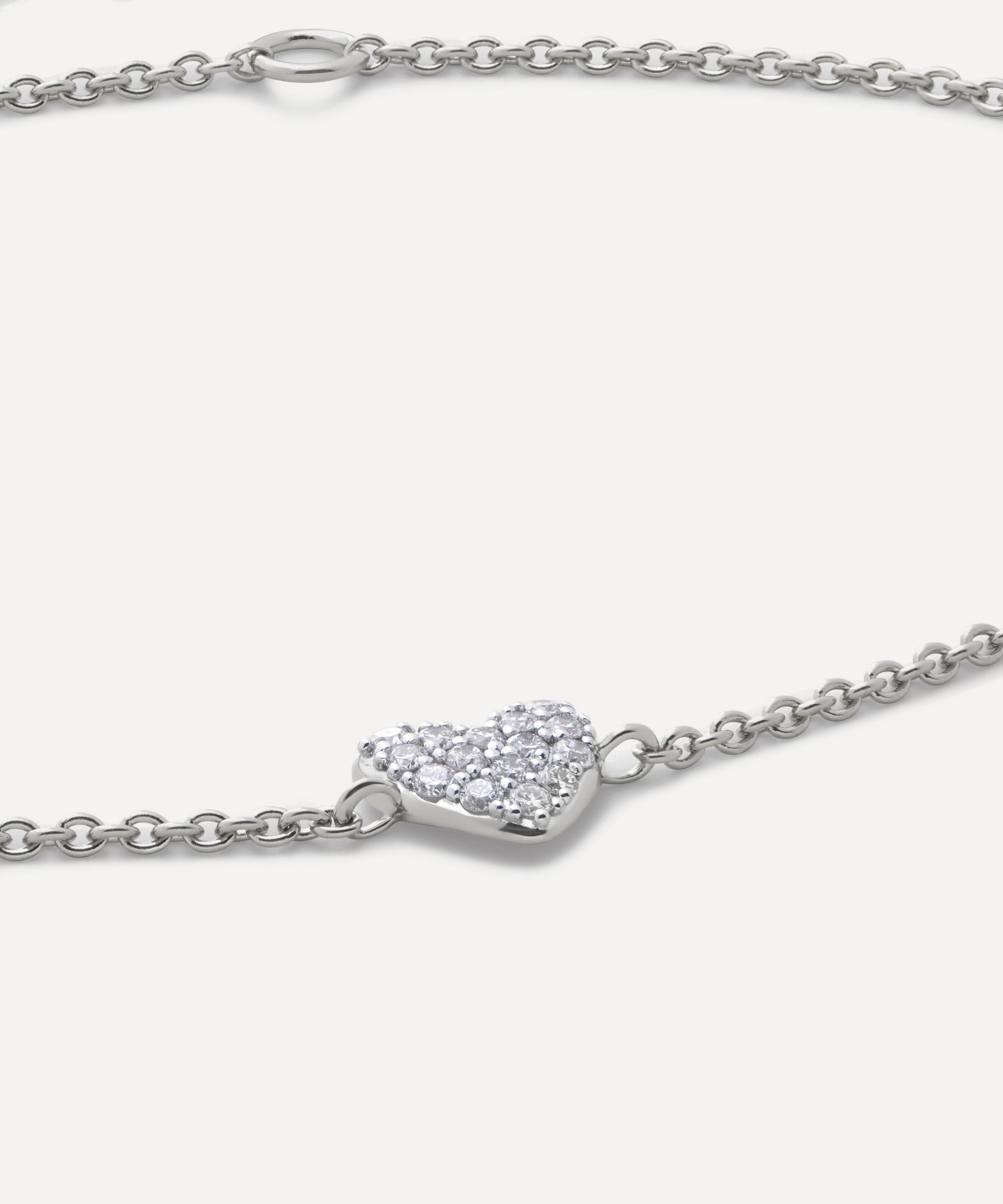 Monica Vinader - Sterling Silver Diamond Heart Chain Bracelet image number 2