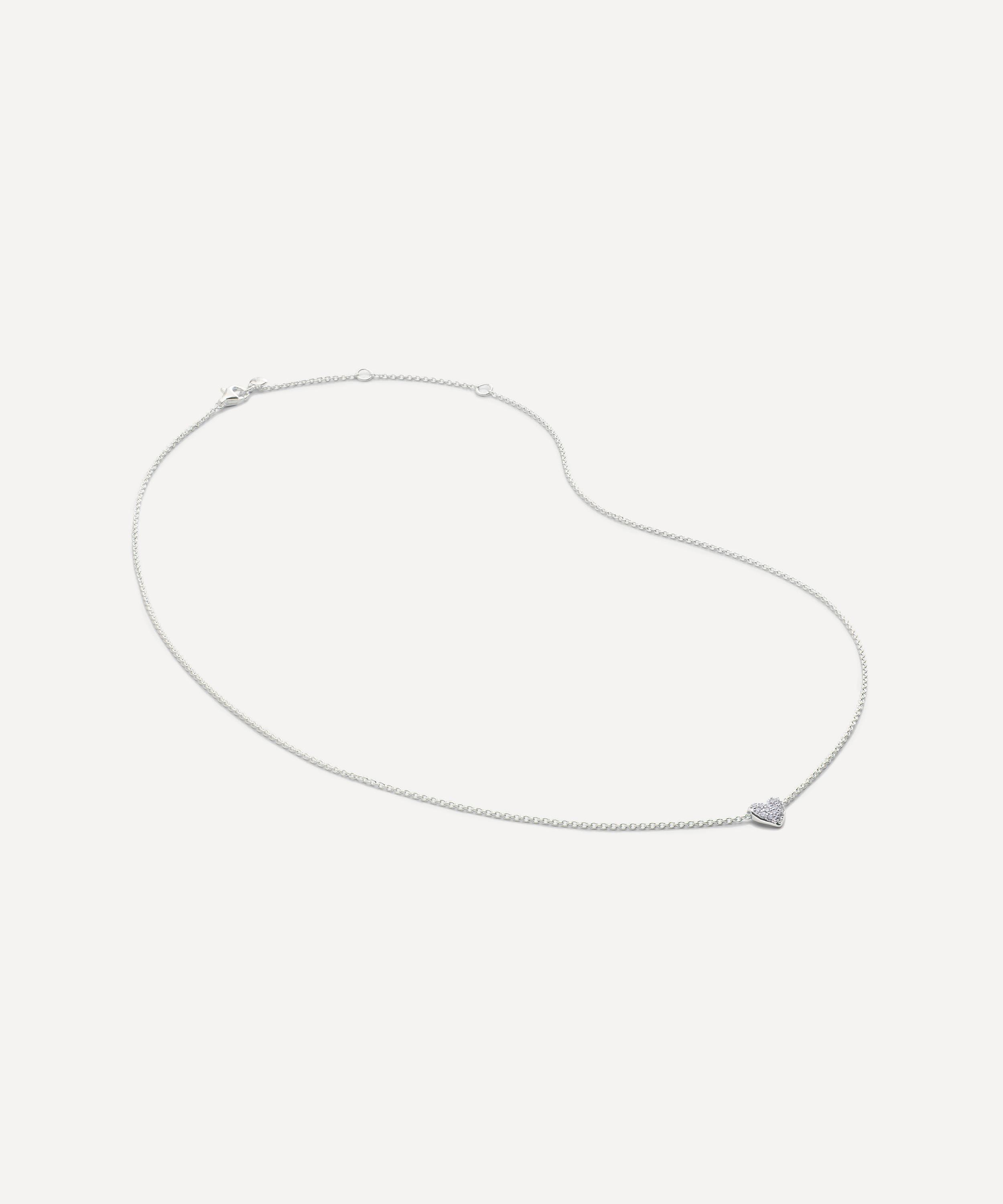 Monica Vinader - Sterling Silver Diamond Heart Pendant Necklace