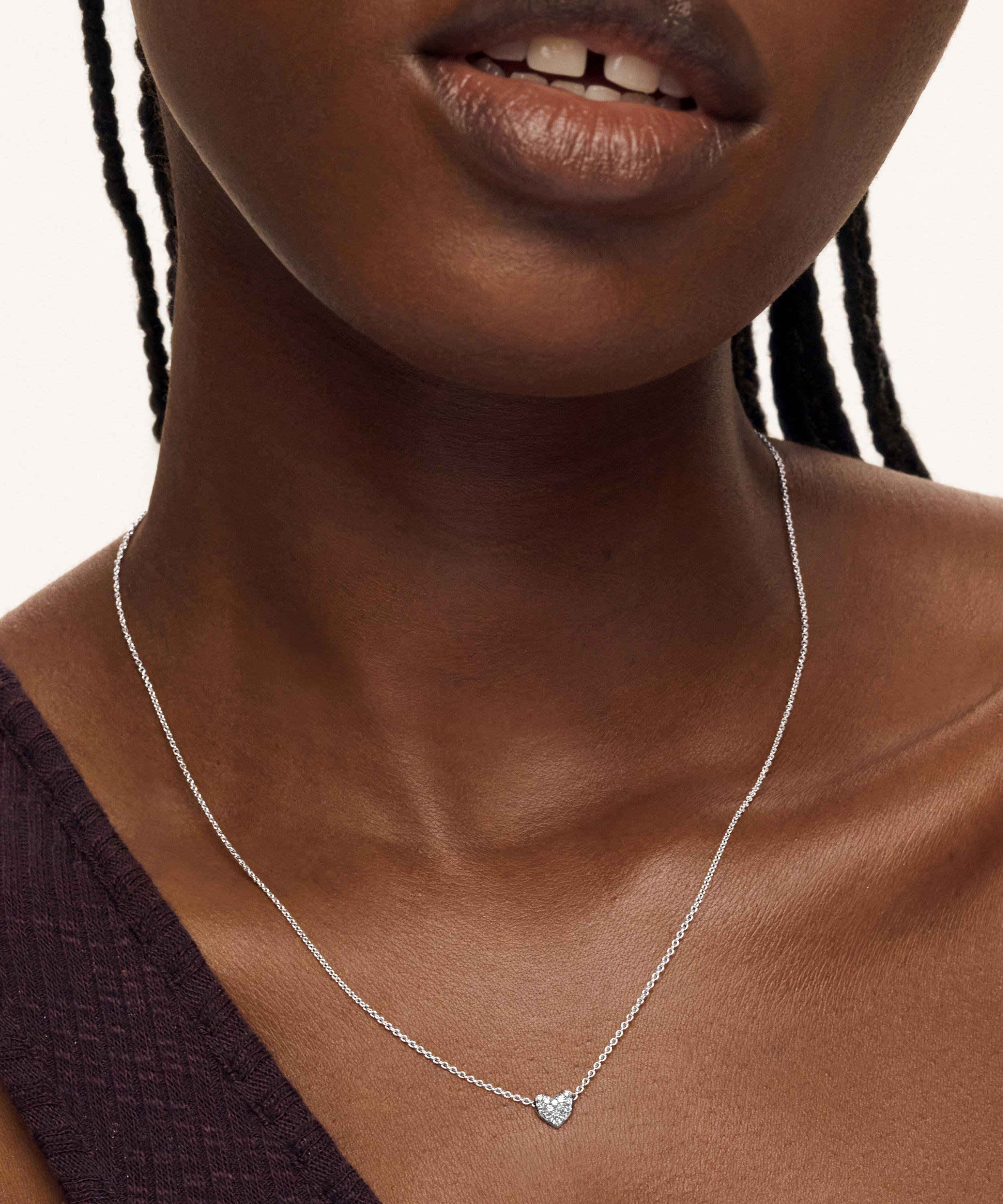 Monica Vinader - Sterling Silver Diamond Heart Pendant Necklace image number 1