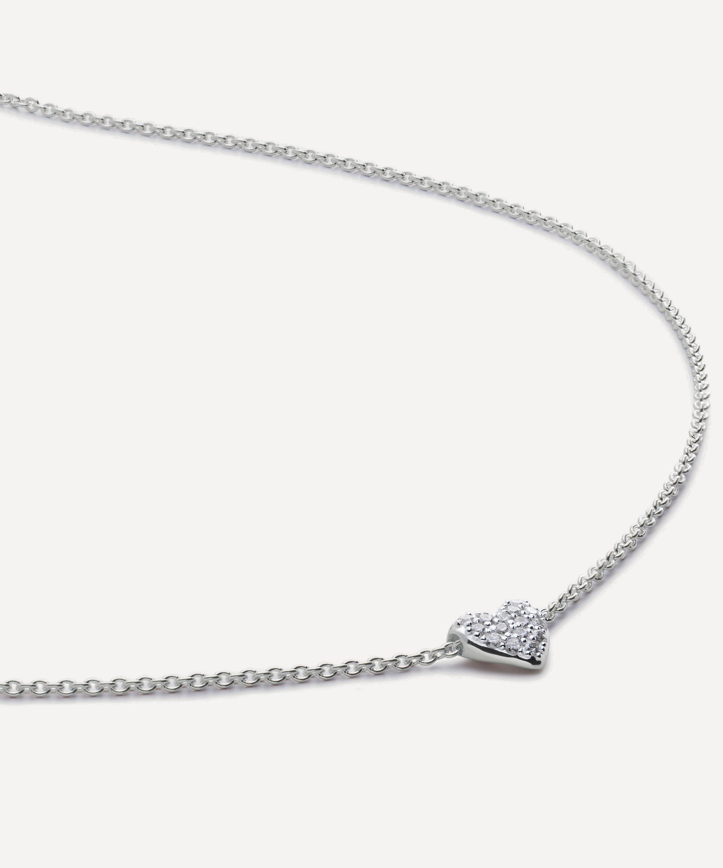 Monica Vinader - Sterling Silver Diamond Heart Pendant Necklace image number 2