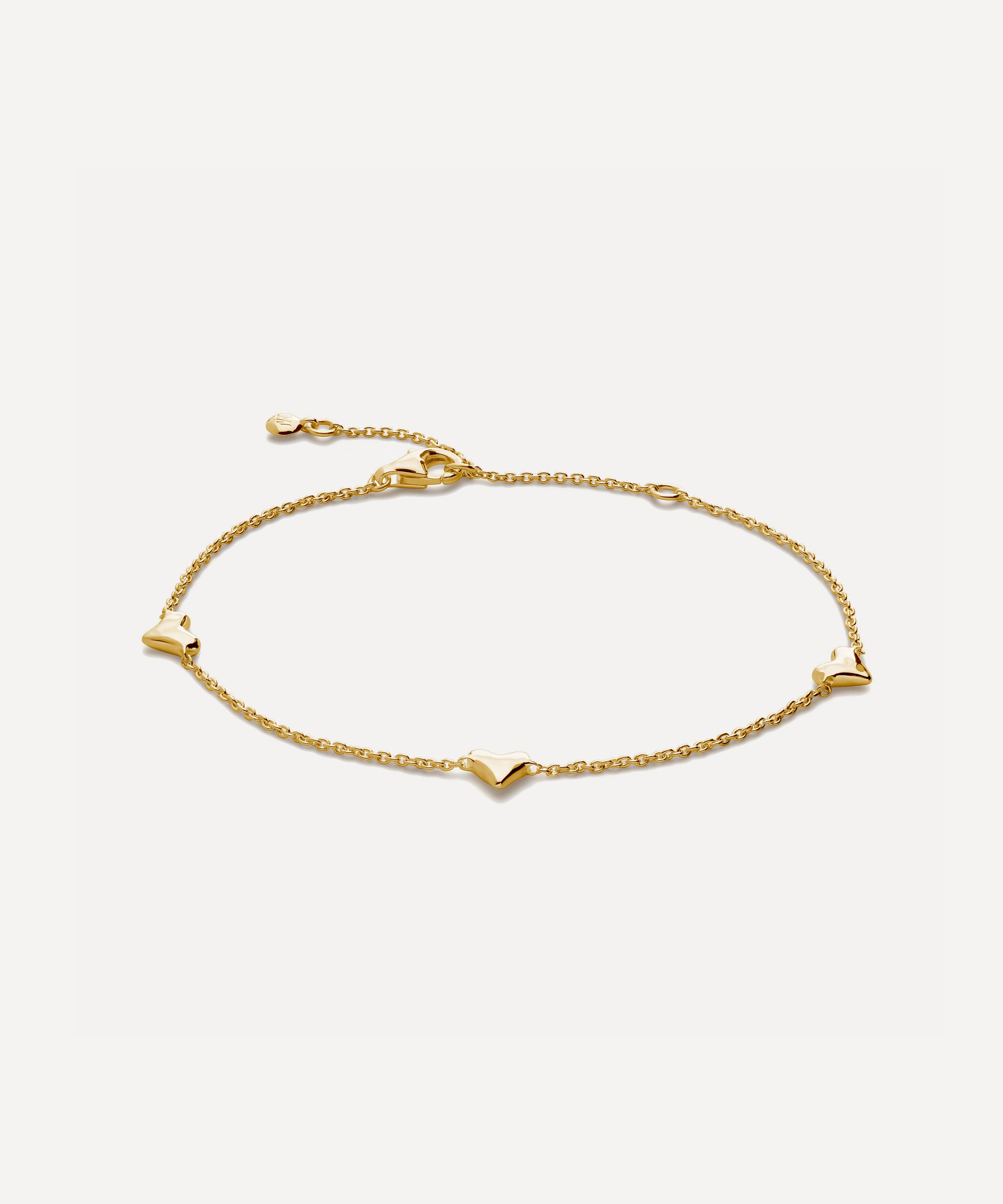 Monica Vinader - 18ct Gold-Plated Vermeil Silver Heart Station Chain Bracelet
