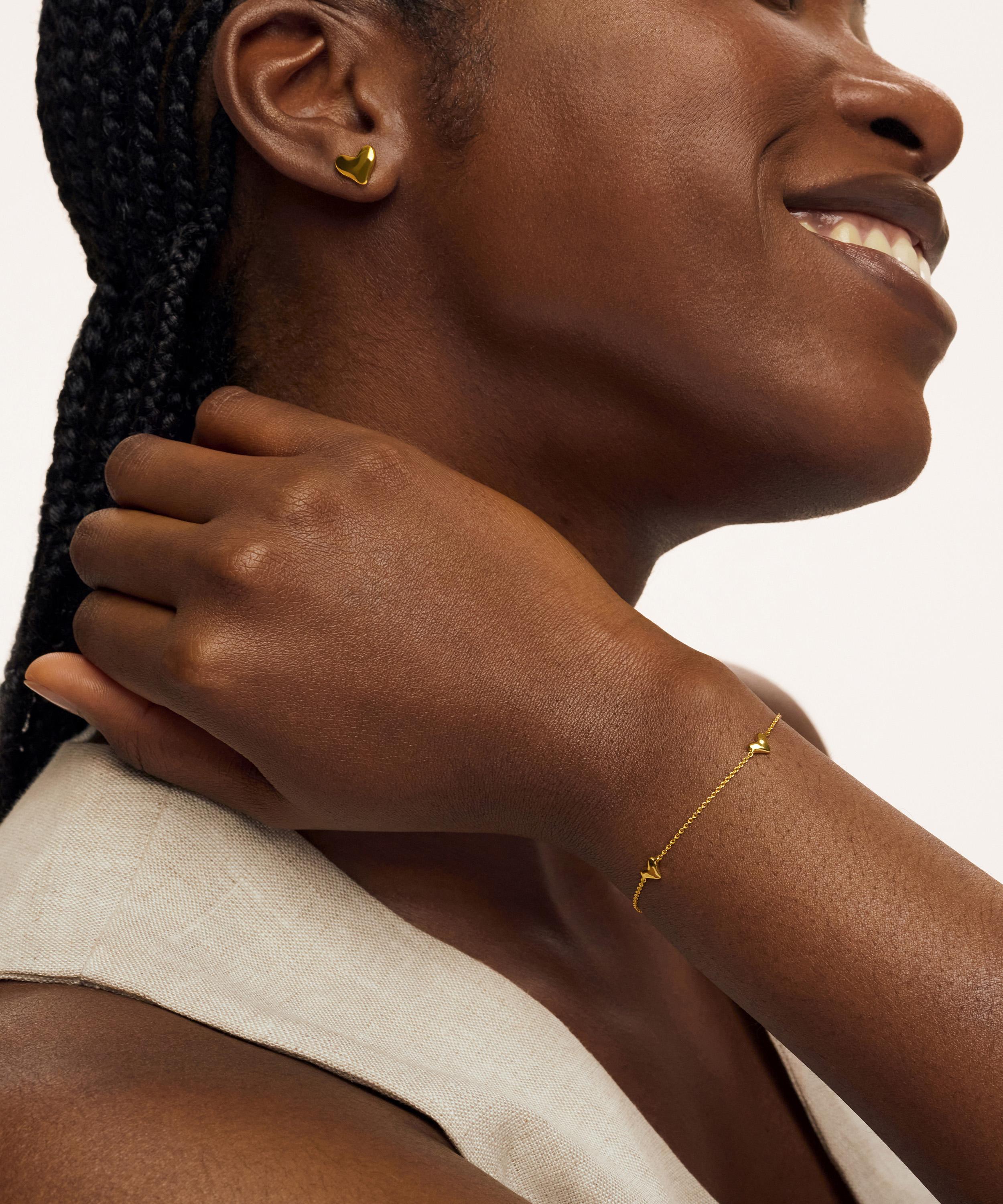 Monica Vinader - 18ct Gold-Plated Vermeil Silver Heart Station Chain Bracelet image number 1