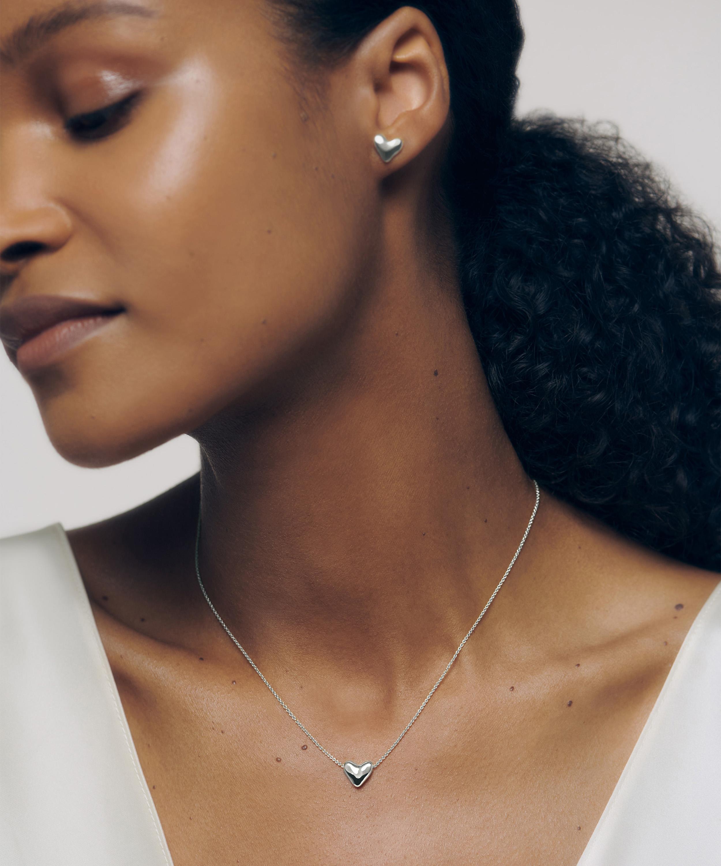 Monica Vinader - Sterling Silver Heart Stud Earrings image number 1