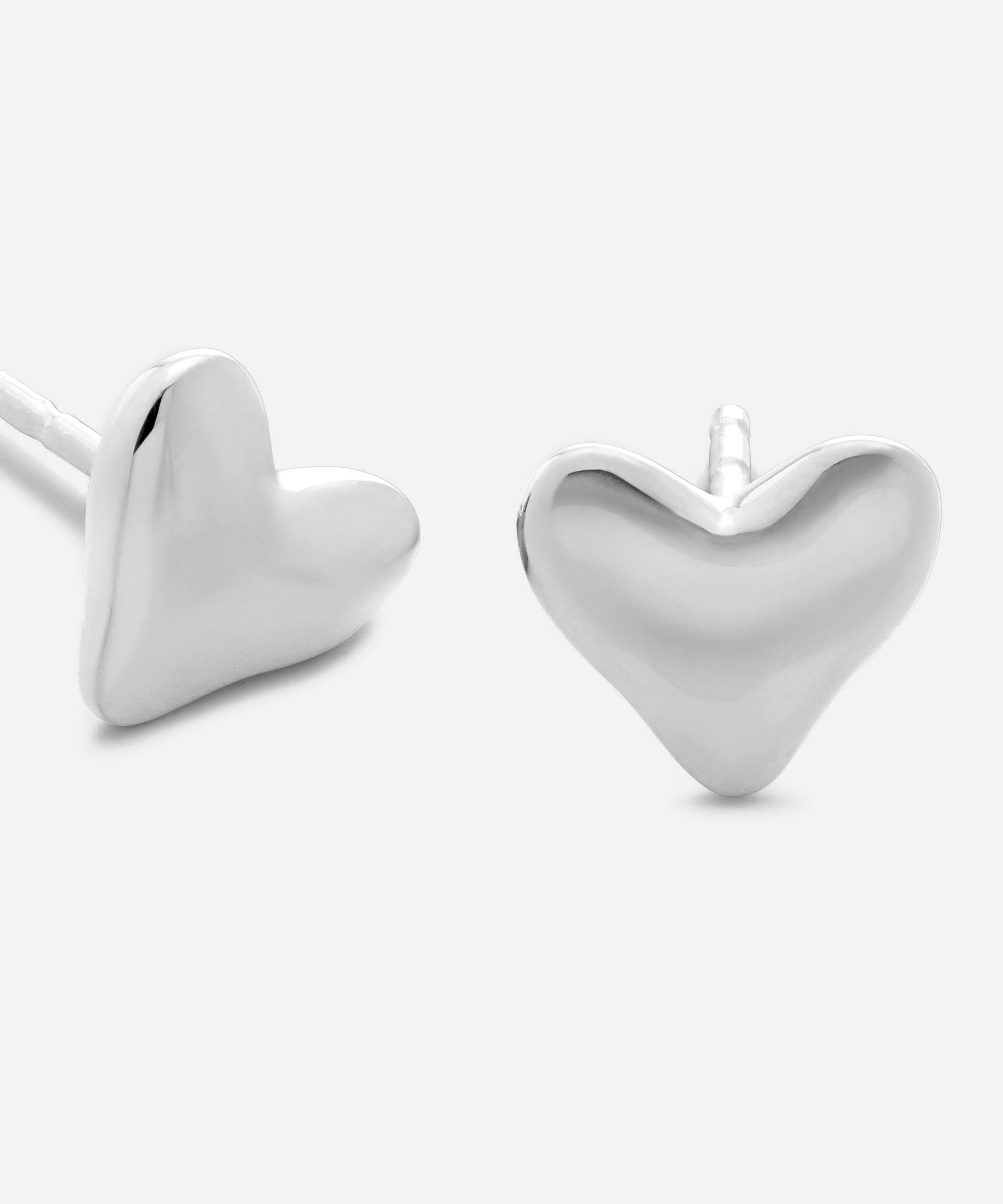 Monica Vinader - Sterling Silver Heart Stud Earrings image number 2