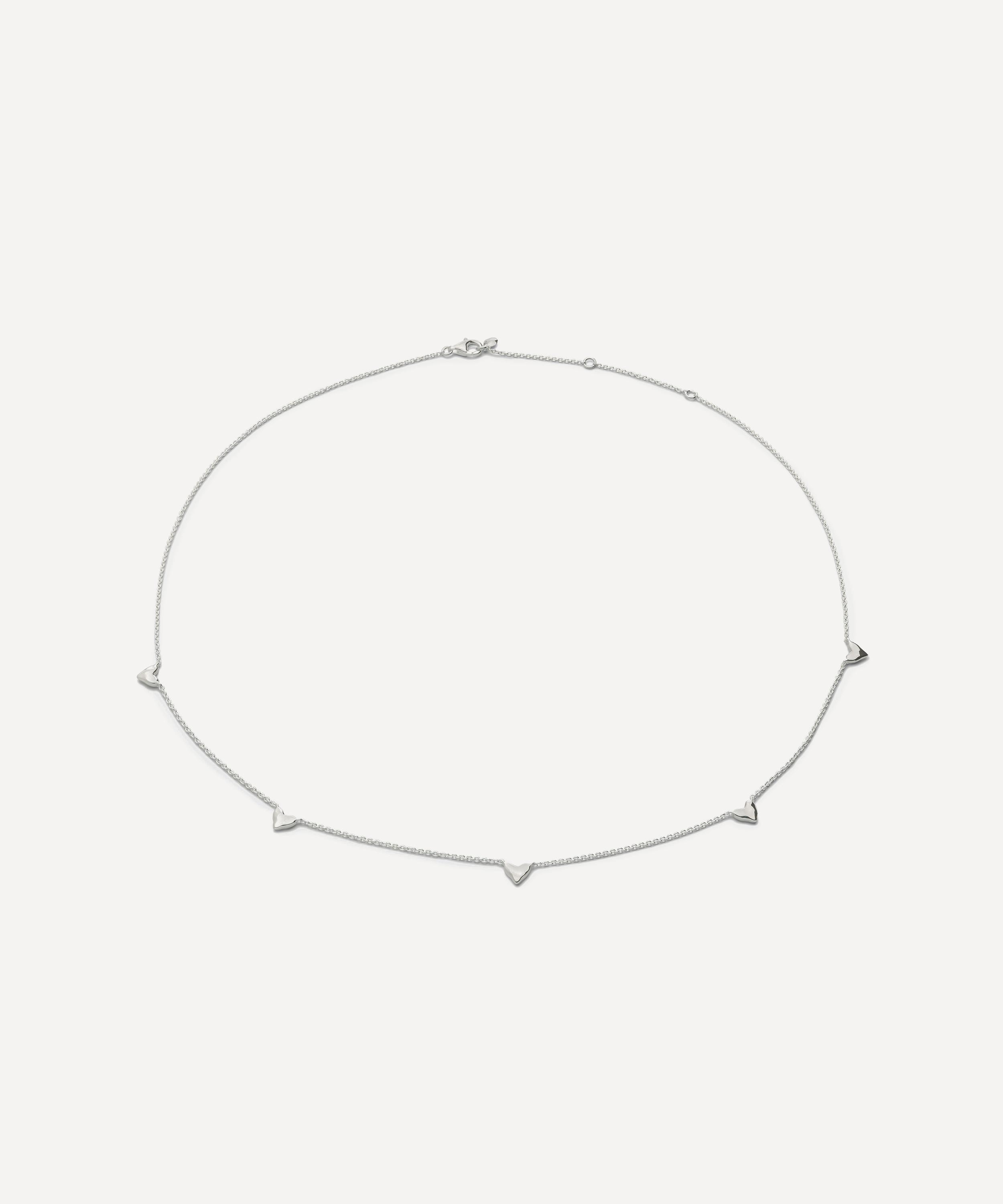 Monica Vinader - Sterling Silver Heart Station Chain Necklace