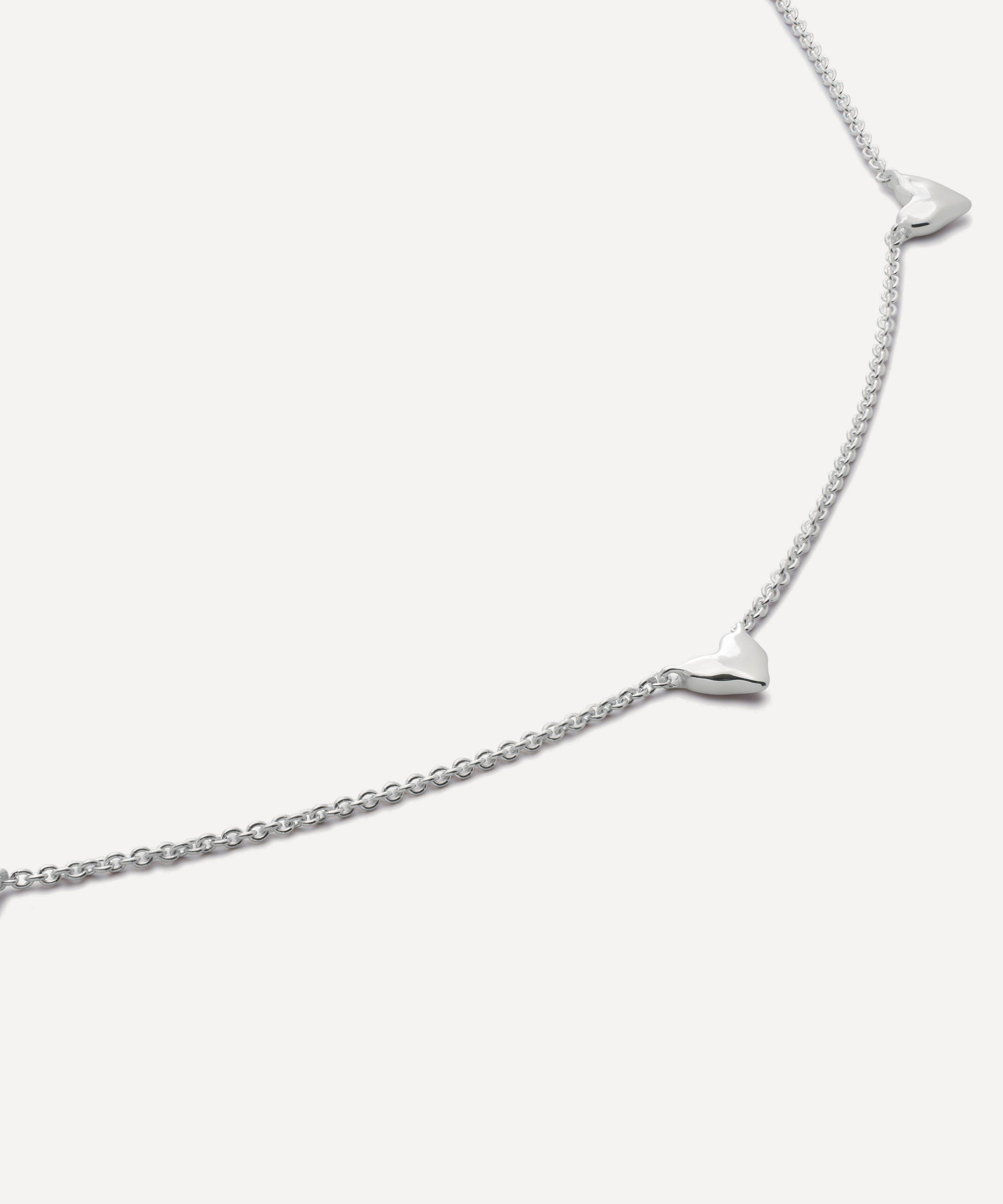 Monica Vinader - Sterling Silver Heart Station Chain Necklace image number 2